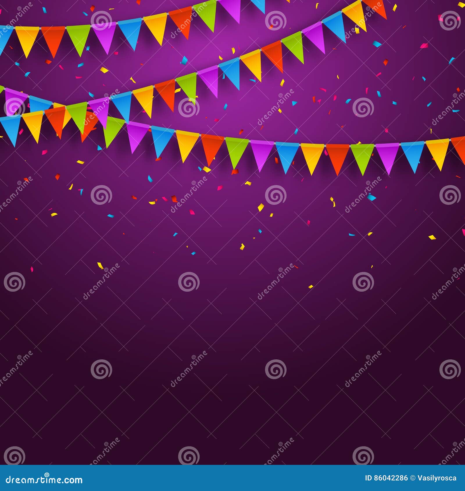 Vector Festive Card with Confetti, Party Invitation Design Template ...