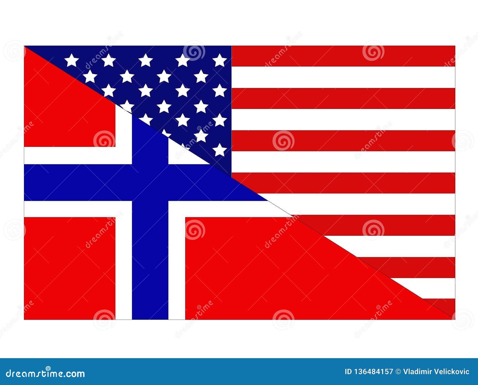 American and Norwegian Flags Stock Vector Illustration of emblem