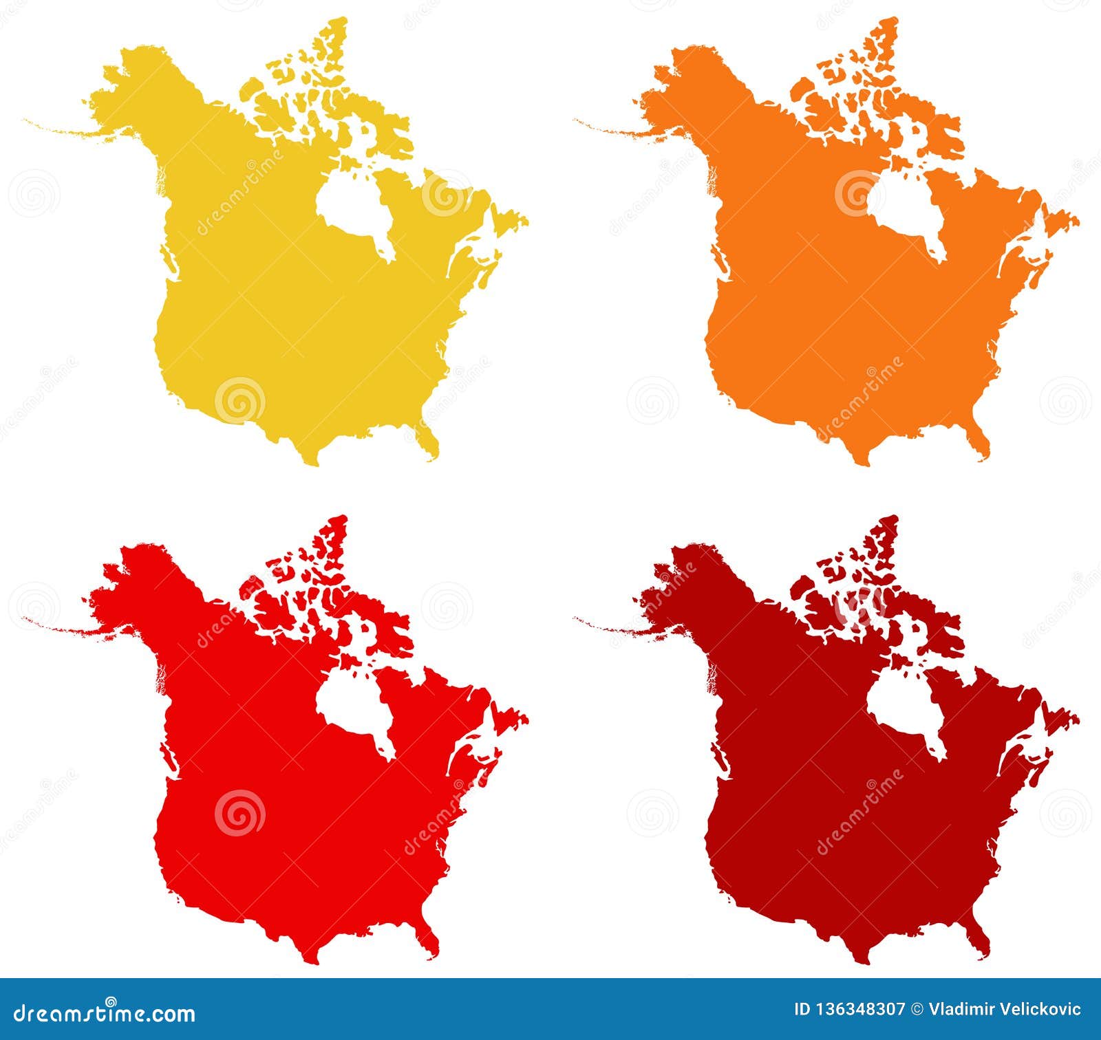 Canada and USA Map Two Countries in North America Stock Vector