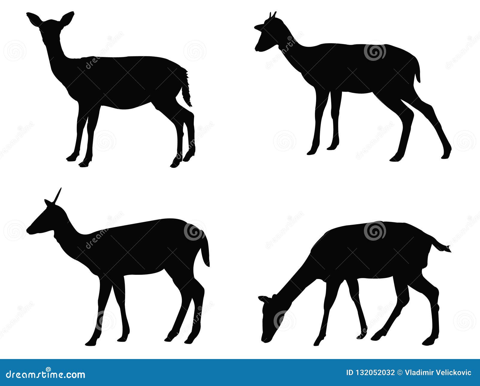 doe or deer silhouette - hoofed ruminant mammal