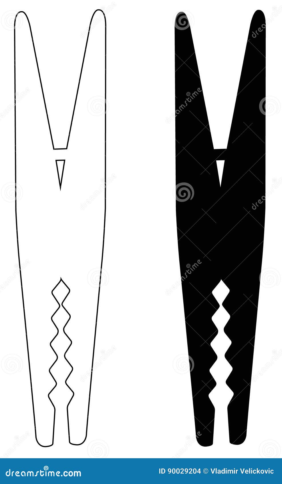 Clothespin or Clothes Peg Silhouette Stock Vector Illustration of