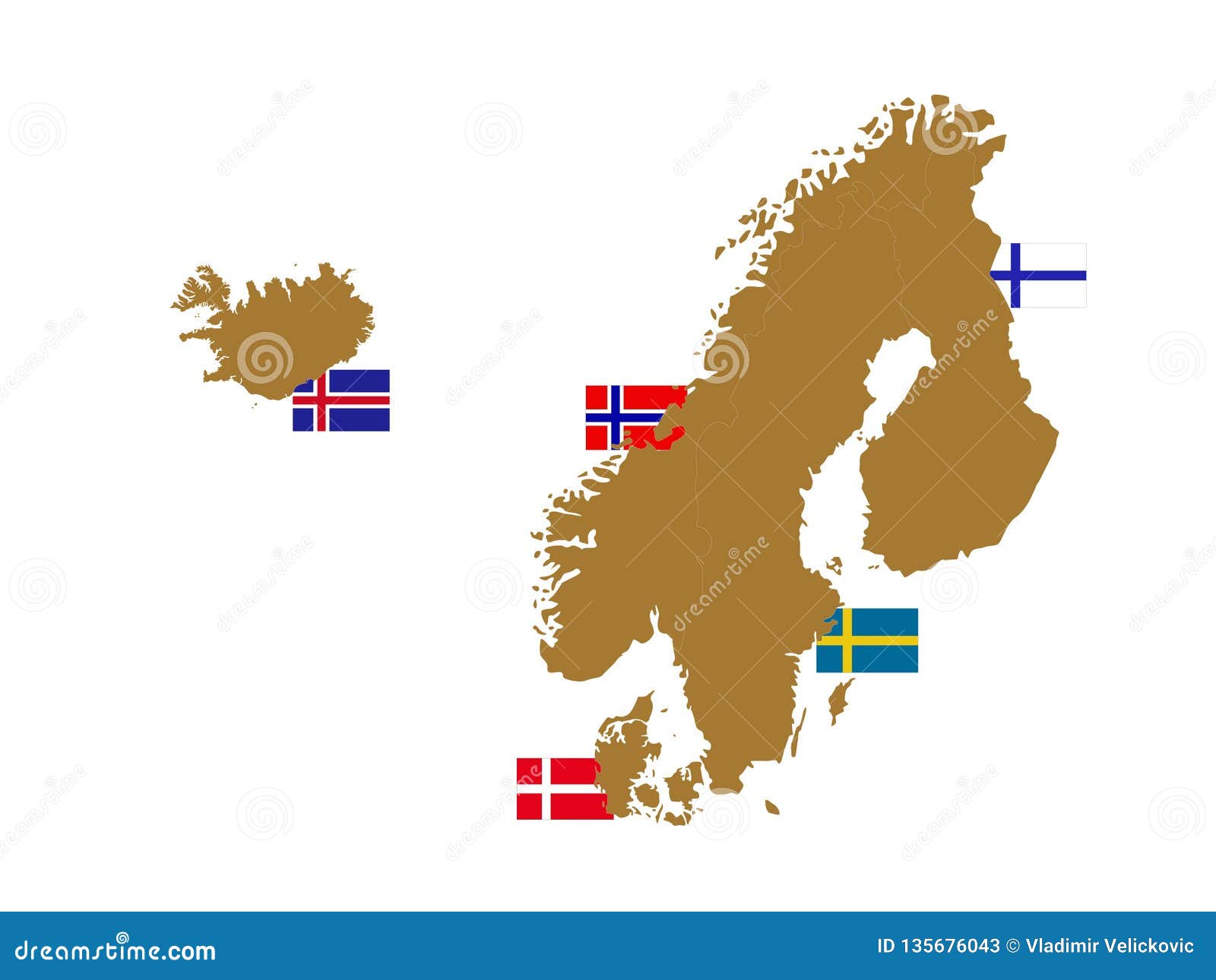 Map Norway Sweden Denmark Finland Iceland Nordic Countries Maps And Flags - The Nordic Countries Or The Nordics Stock  Vector - Illustration Of Nation, Norway: 135676043