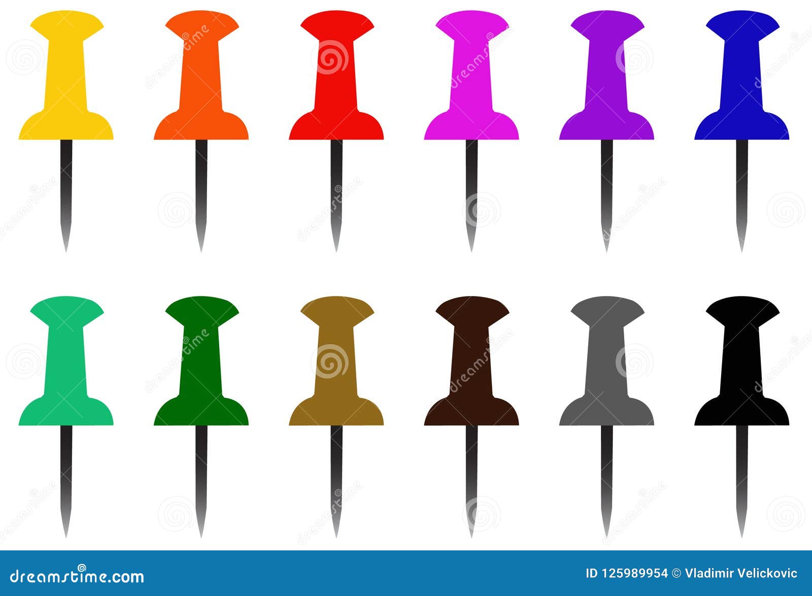 Push pins collection stock vector. Illustration of head - 125989954