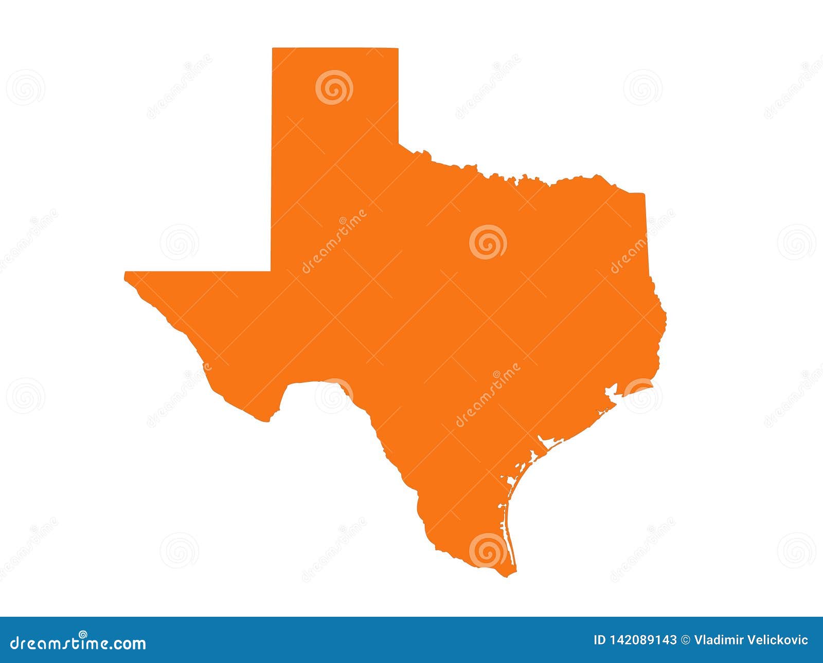 Texas map - the second largest state in the United States