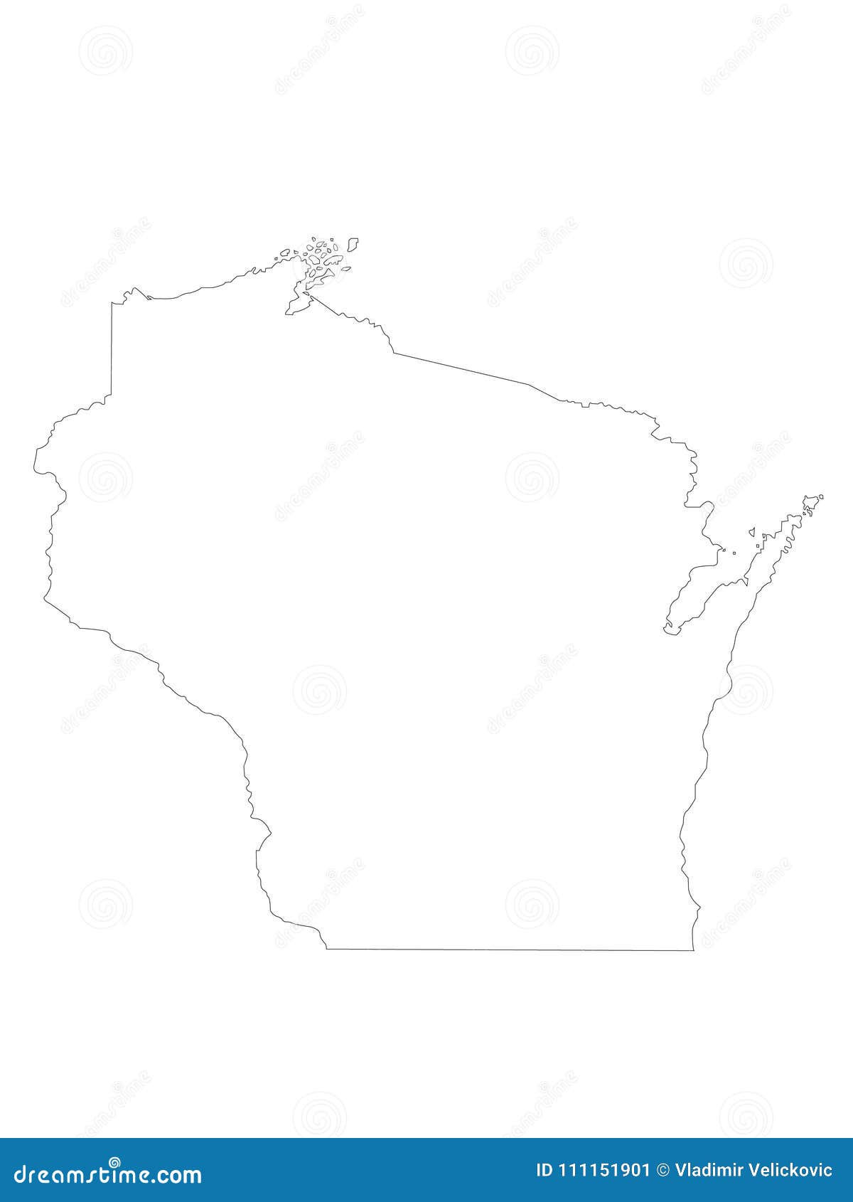 Wisconsin Map State In The North Central United States Stock Vector