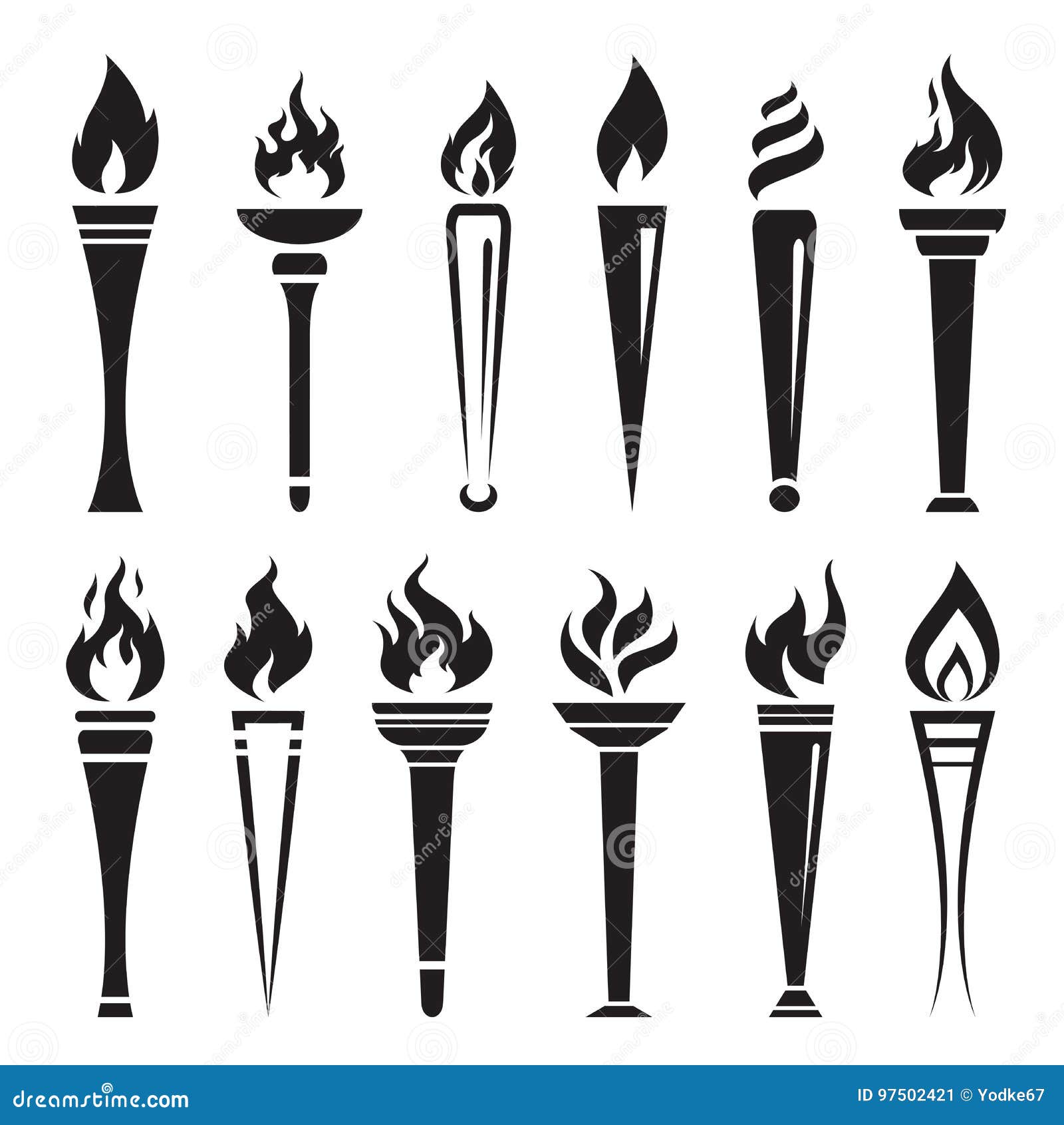 Flaming Torch Clipart Black And White