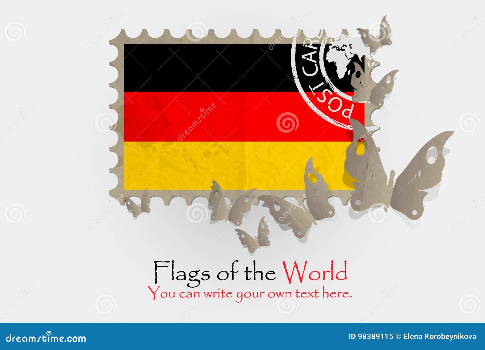 Vector Flag Measurements with Butterflies from Paper Stock Illustration