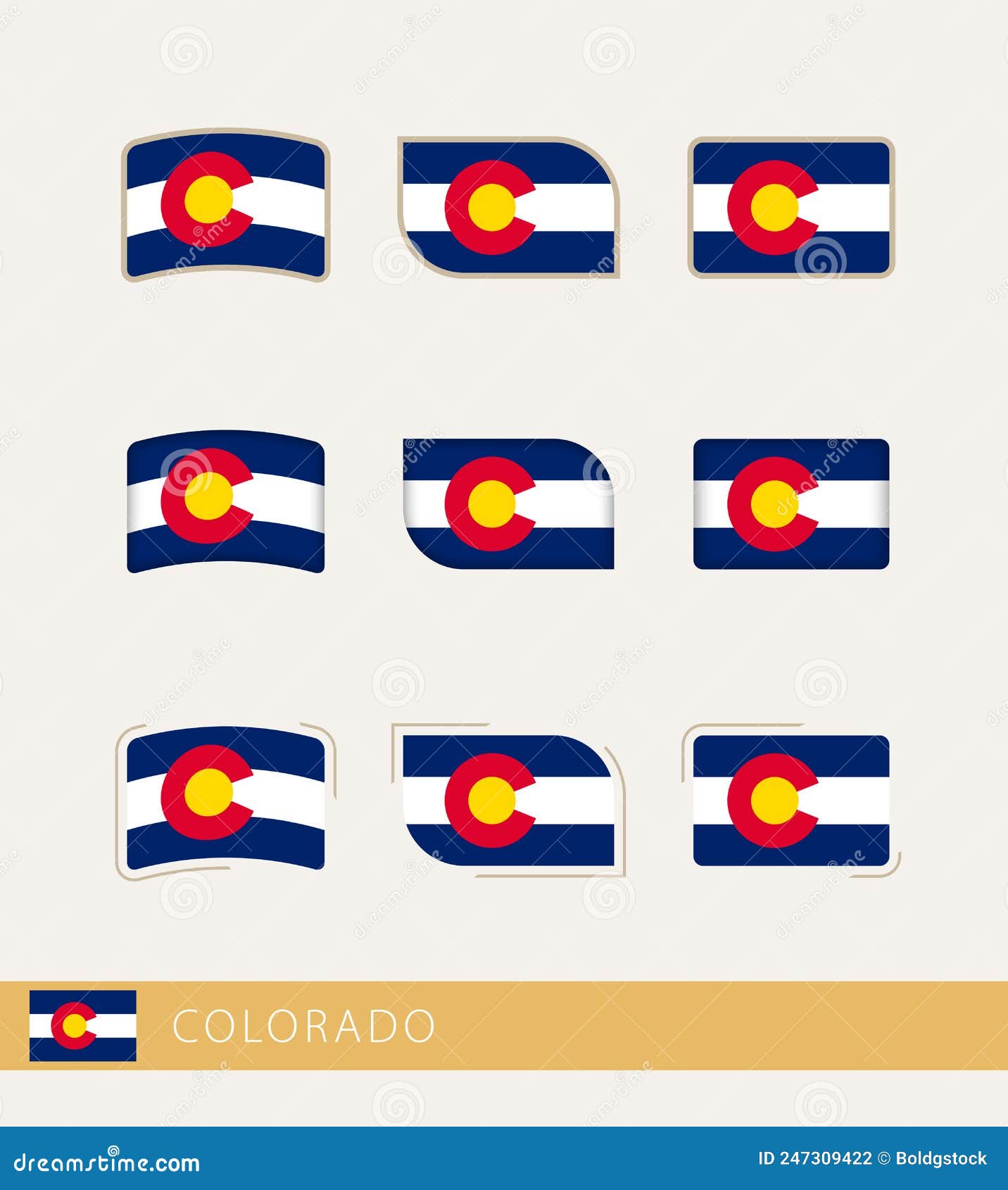 Vector Flags of Colorado, Collection of Colorado Flags Stock Vector