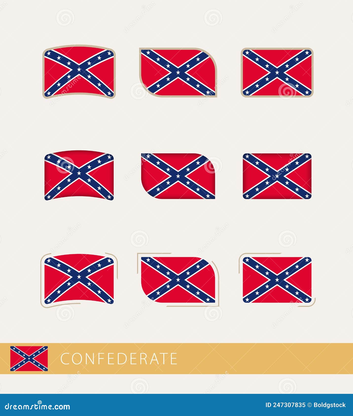 Vector Flags of Confederate, Collection of Confederate Flags Stock