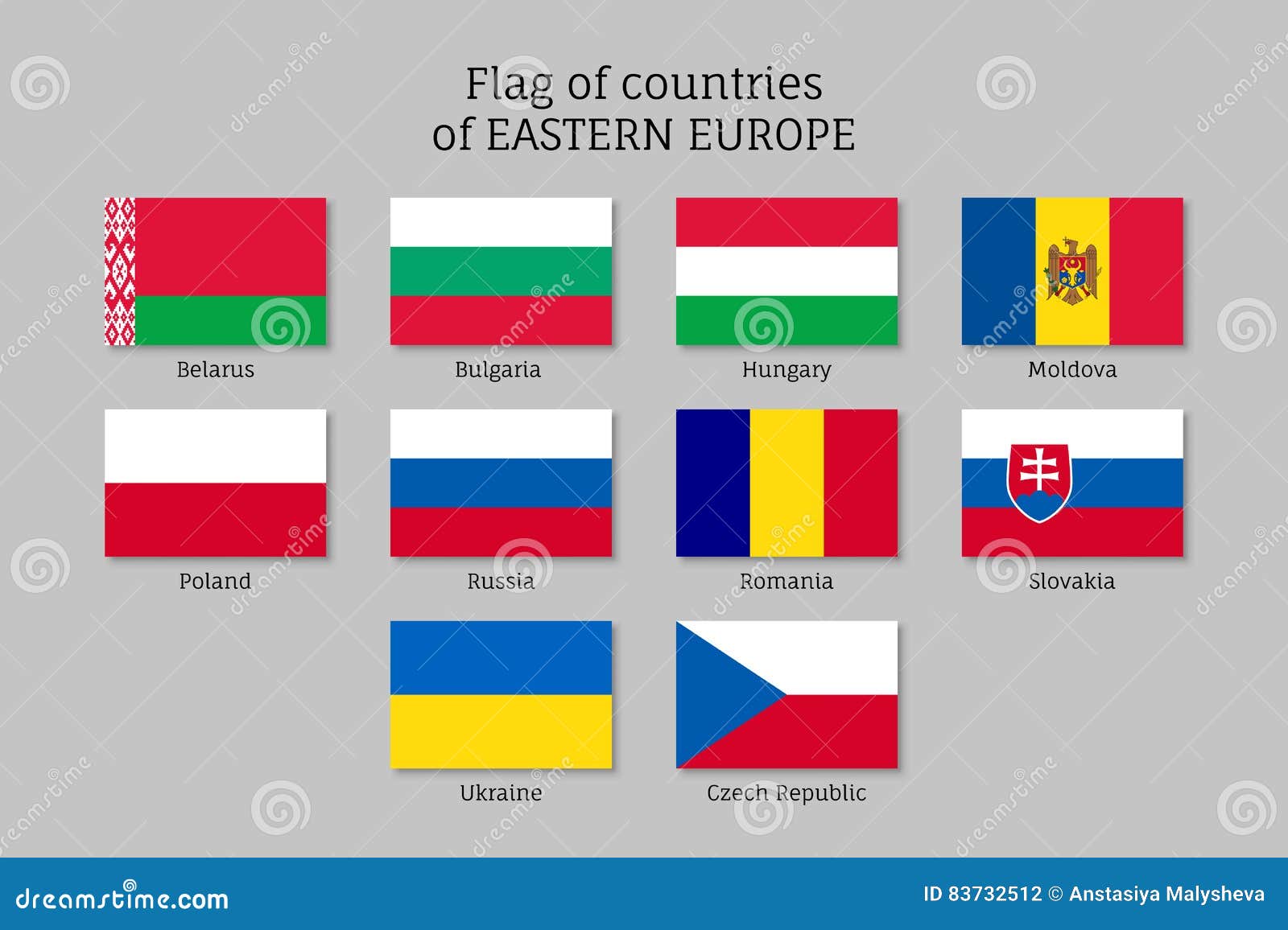 Vector Flags of Eastern Europe Countries. Stock Vector Illustration