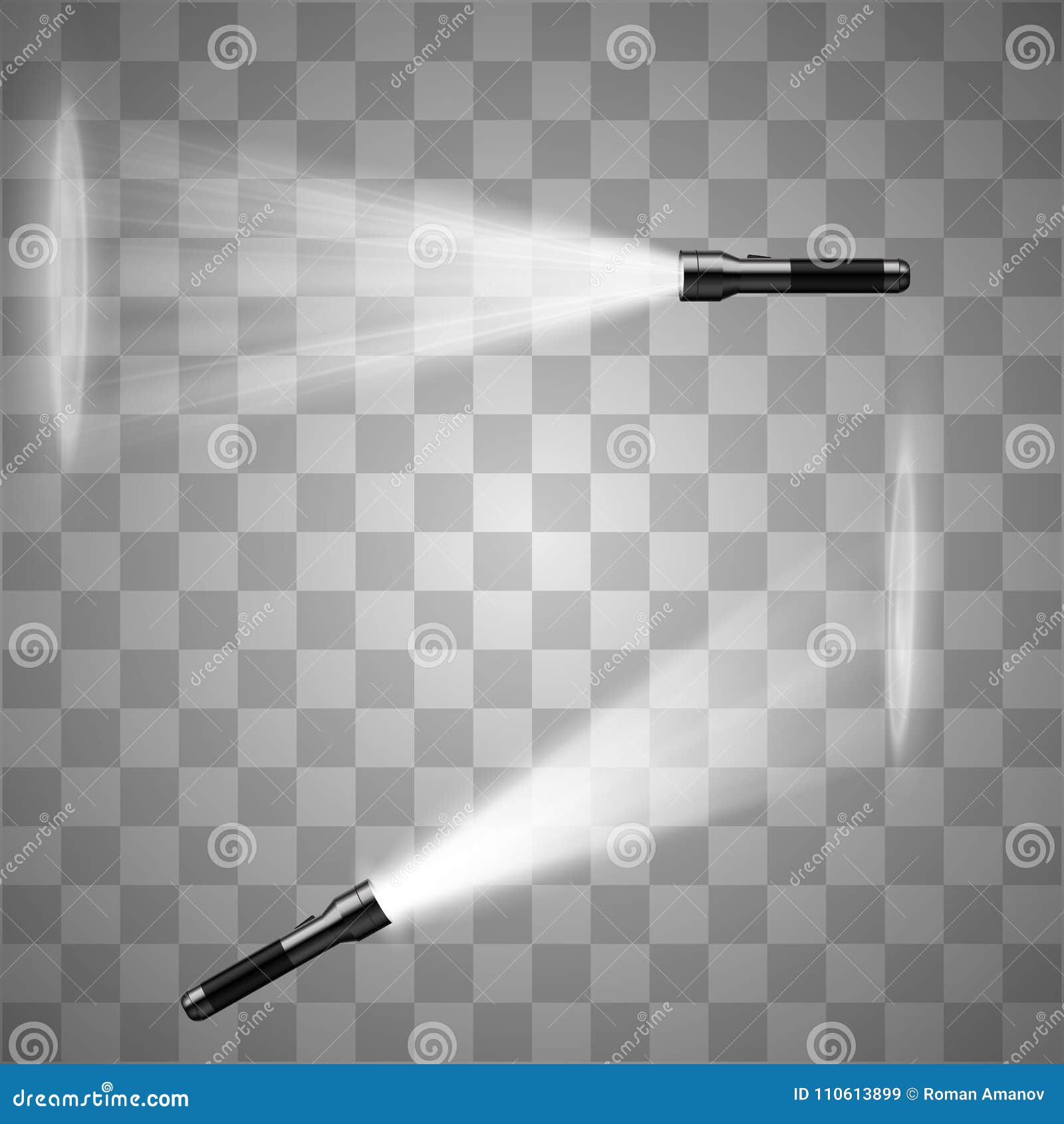 Vector Flashlight Isolated on Transparent Background. Light Effect Stock Vector Illustration