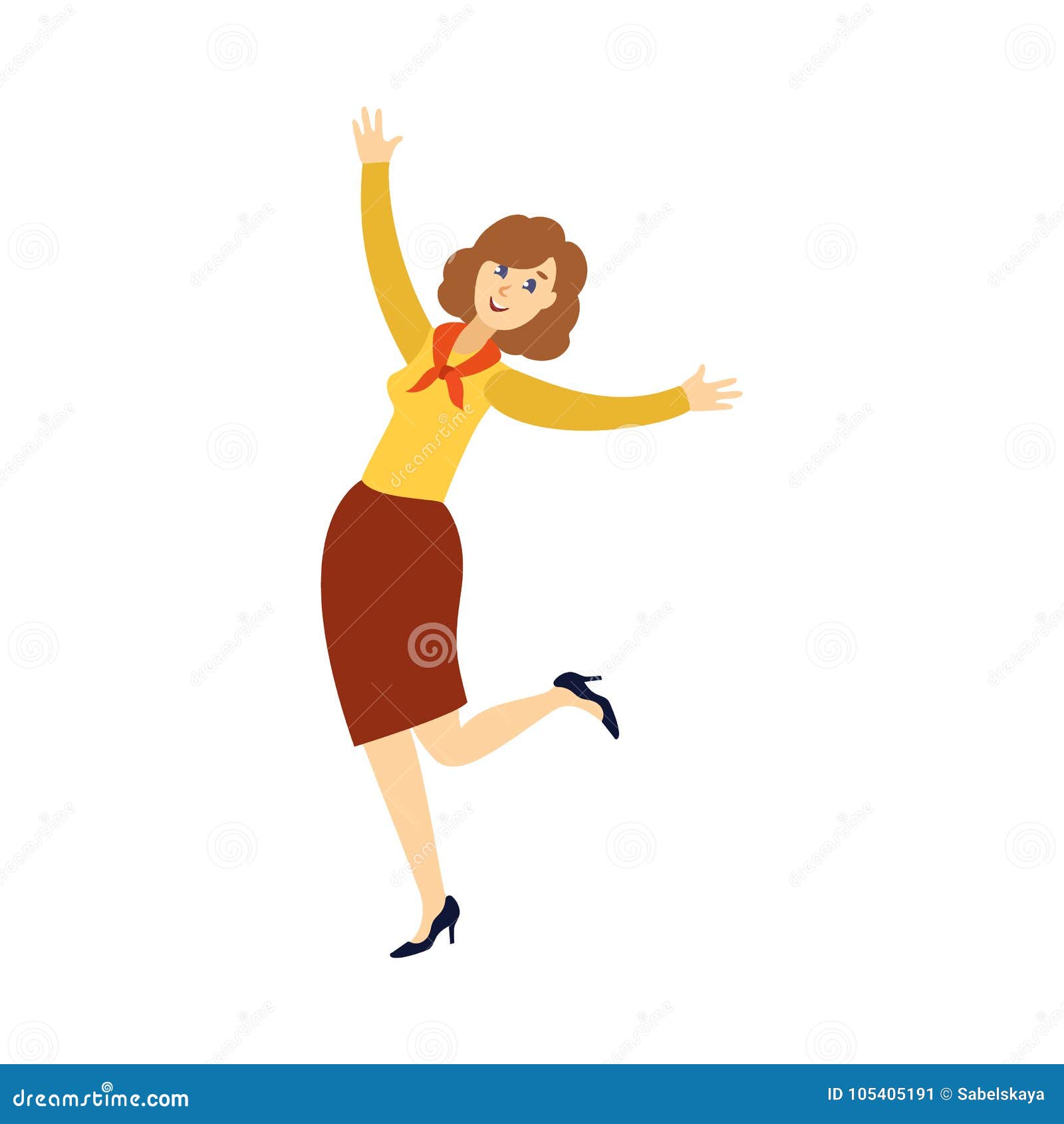 Vector Flat Office Girl Manager Dancing at Party Stock Vector ...