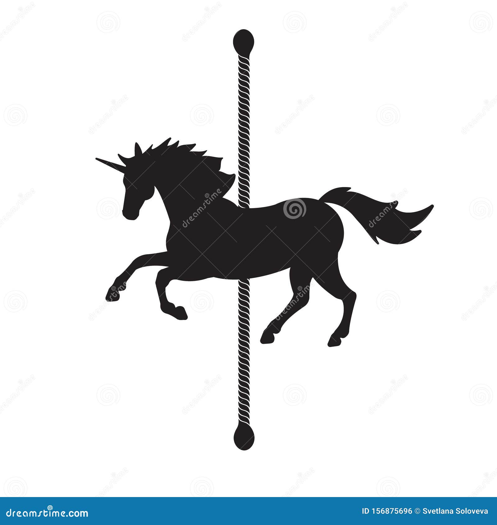 Download Vector Flat Black Horse Carousel Silhouette Icon Stock ...