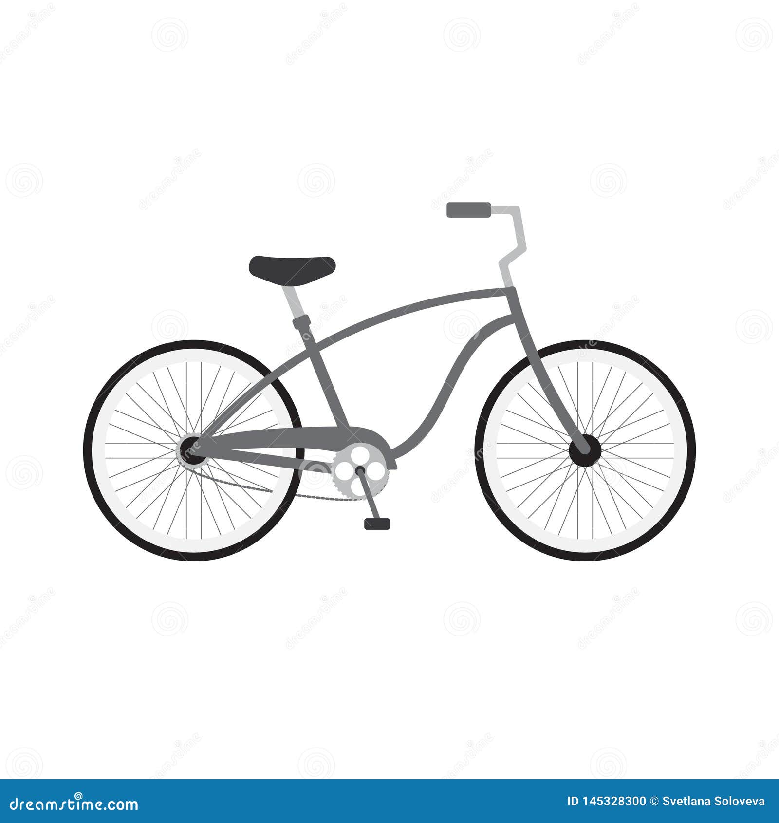 Vector Flat Cartoon Gray Cruise Bicycle Icon Logo on White Background Stock  Vector - Illustration of cartoon, transportation: 145328300