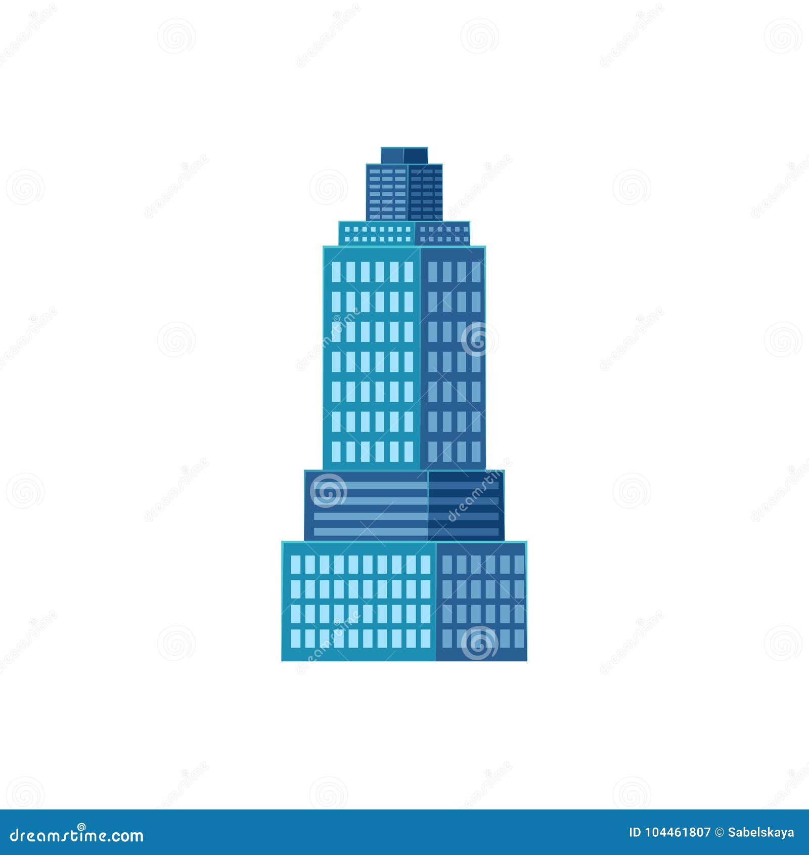 Vector Flat Cartoon Office Building Center Stock Vector - Illustration