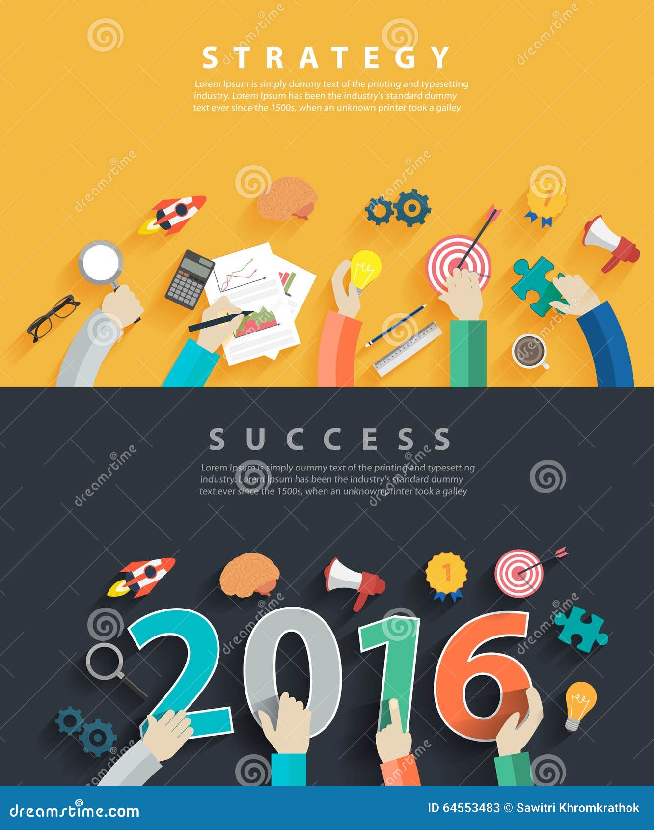 Vector Flat Design for Business Analysis and Planning 2016 Stock Vector - Illustration of elements, corporate: 64553483