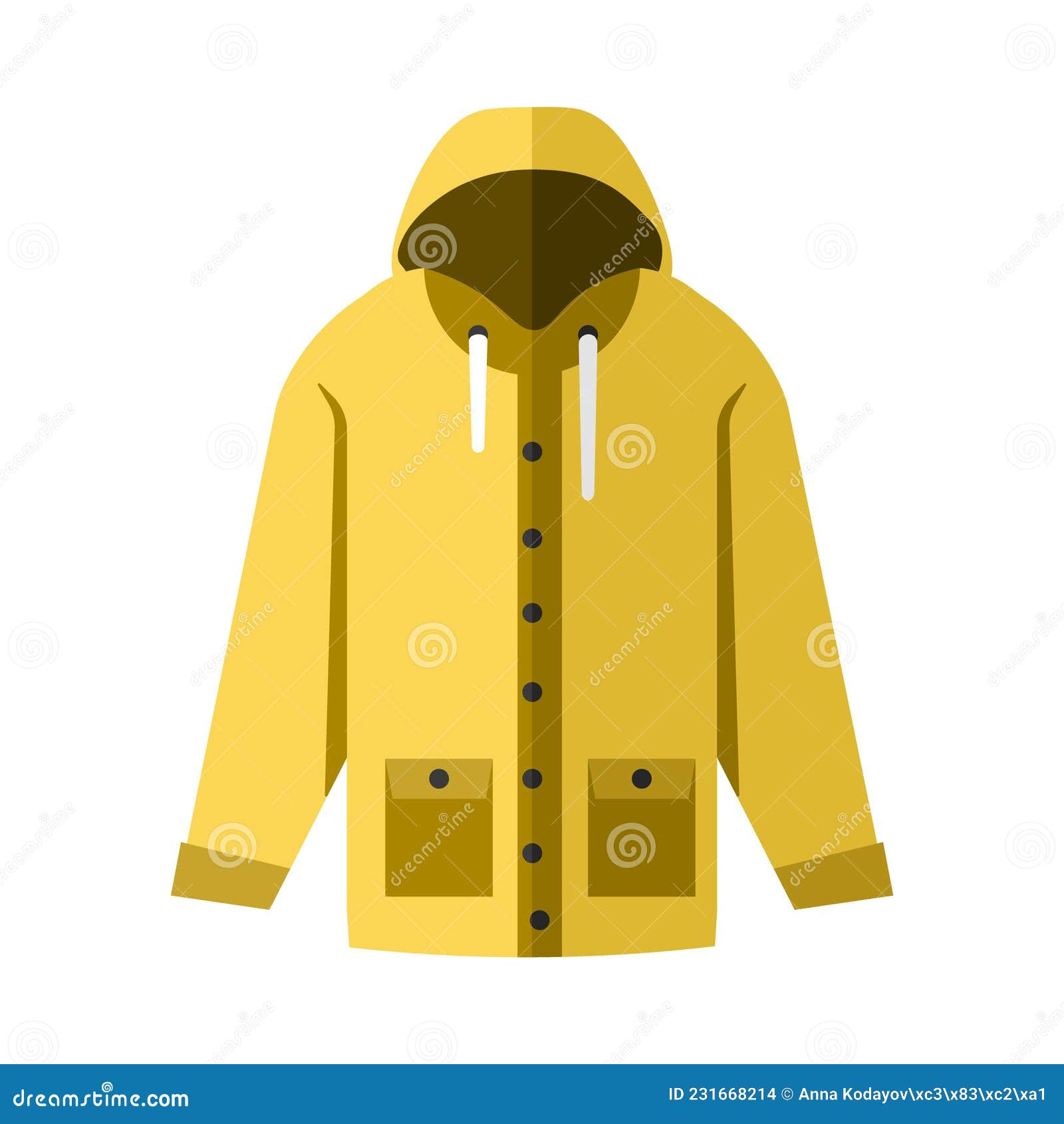 Vector Flat Design Yellow Raincoat Stock Vector Illustration of