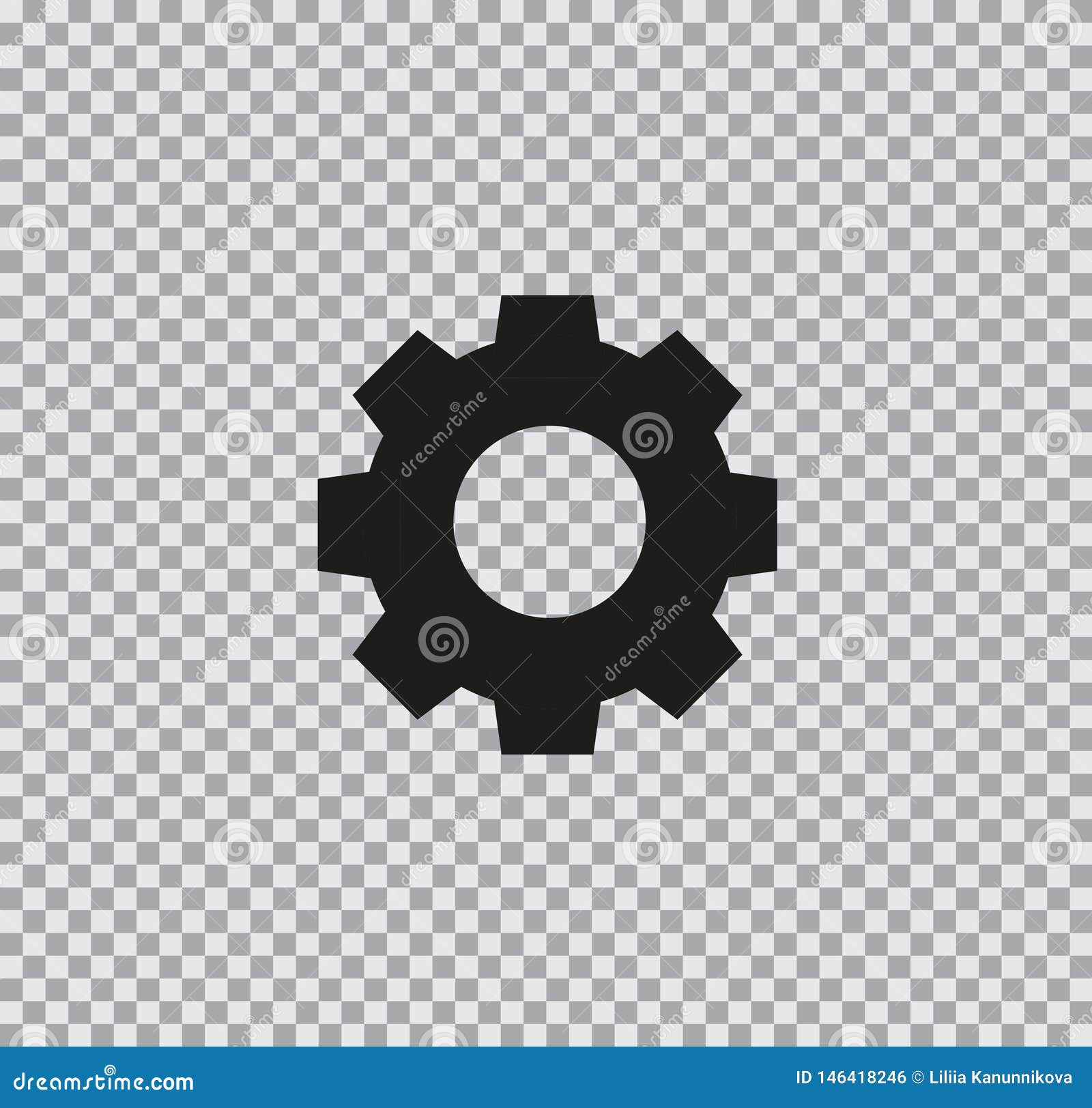 Vector Flat Gear Icon on Transparent Background Stock Vector