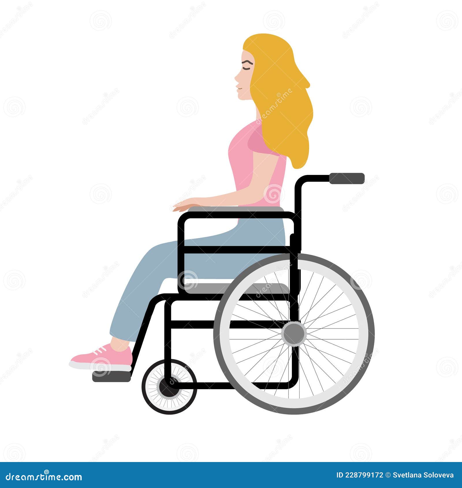 Vector Flat Girl Sitting in Invalid Wheelchair Stock Vector ...