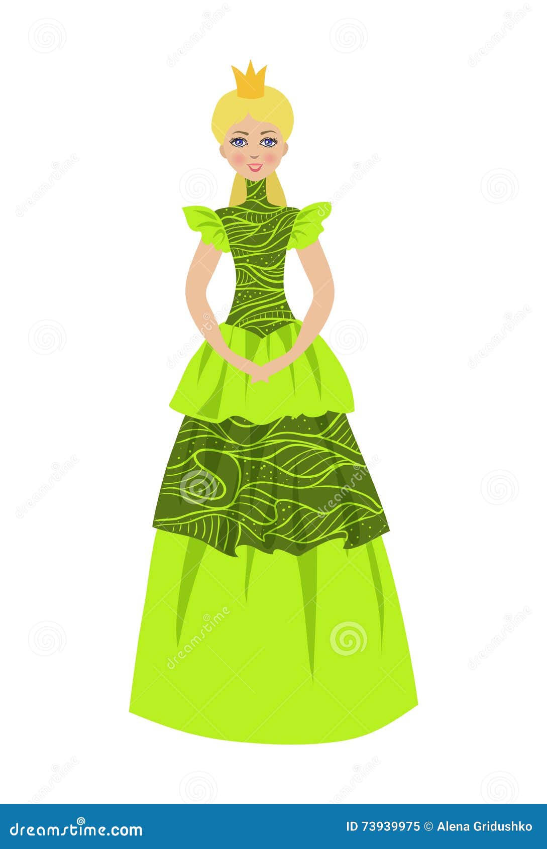 Vector Flat Illustration of Girl in Yellow Dress. Stock Vector