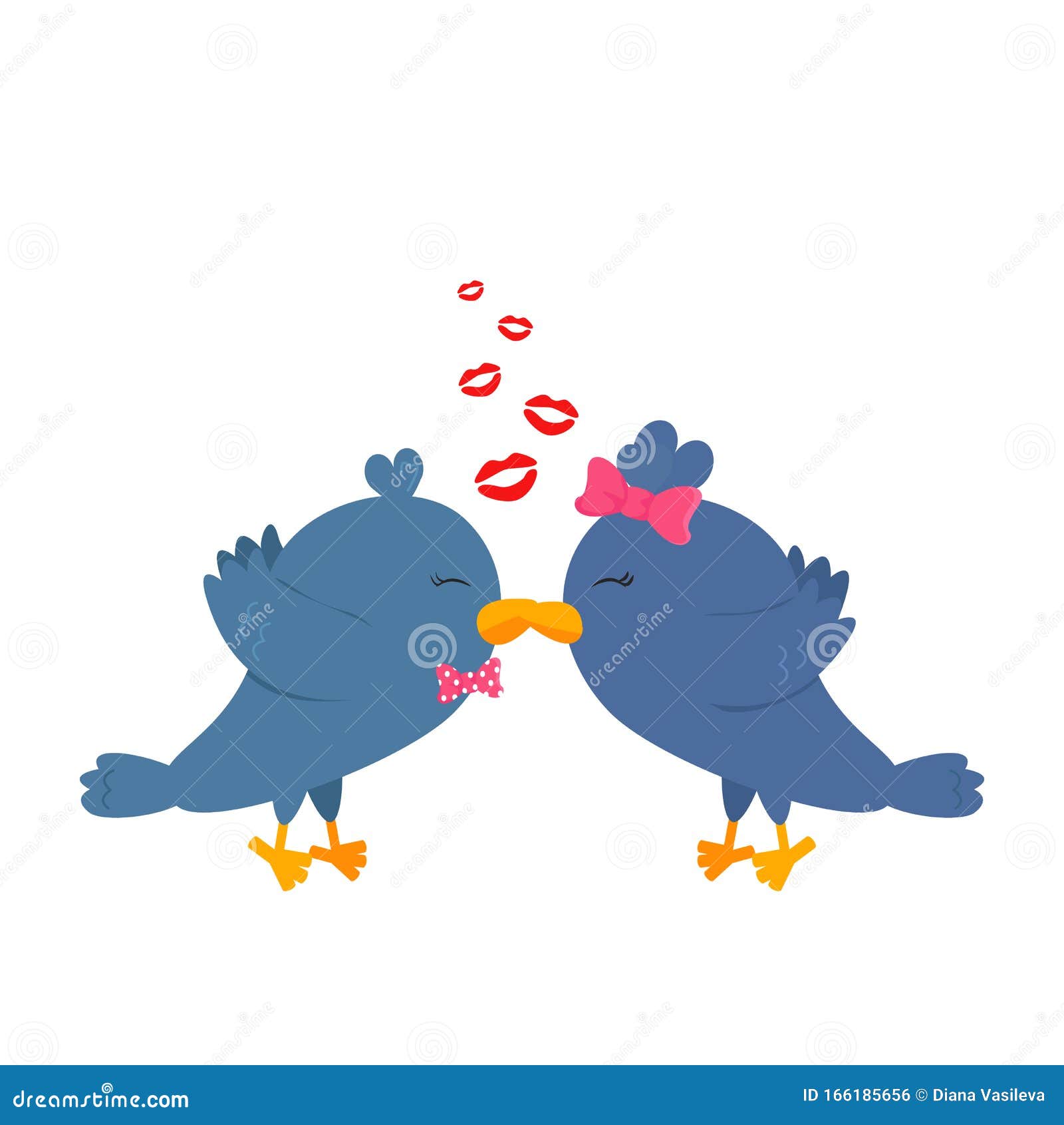 Download Vector Flat Illustration Of Kissing Lovebirds Stock Vector - Illustration of holiday, kiss ...