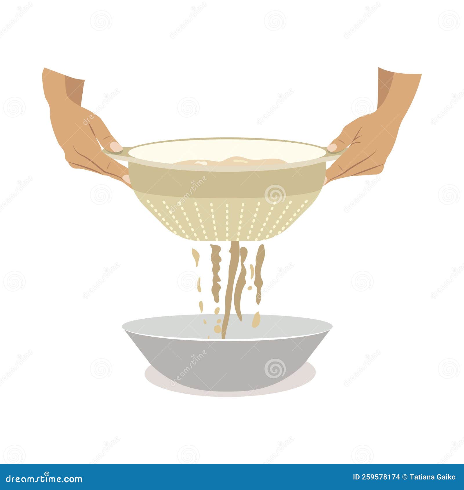 Vector Flat Illustration of the Process of Draining Excess Liquid ...