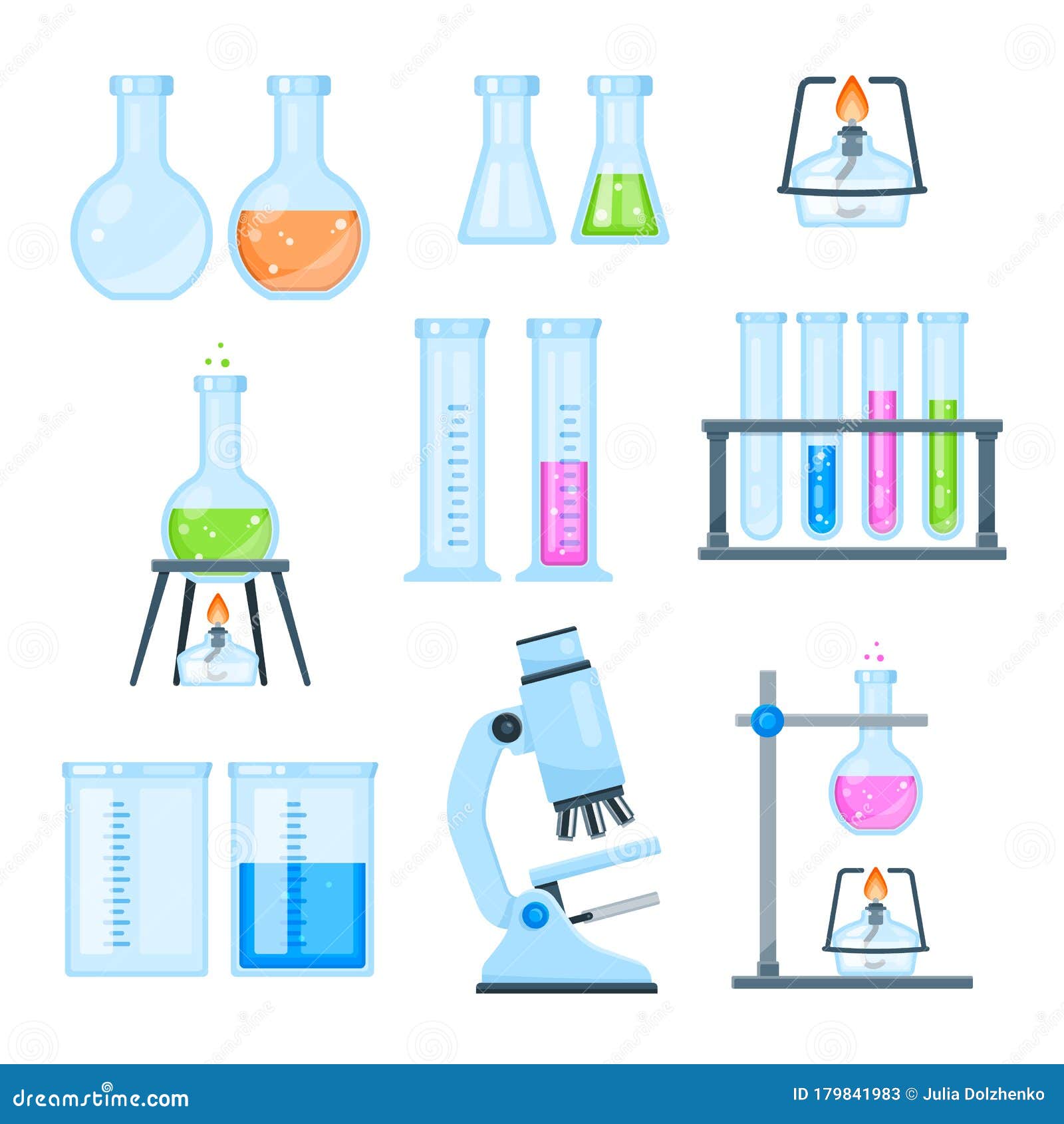 Set of Lab Science Icons. Vector Flat Style Illustration. Stock Vector ...