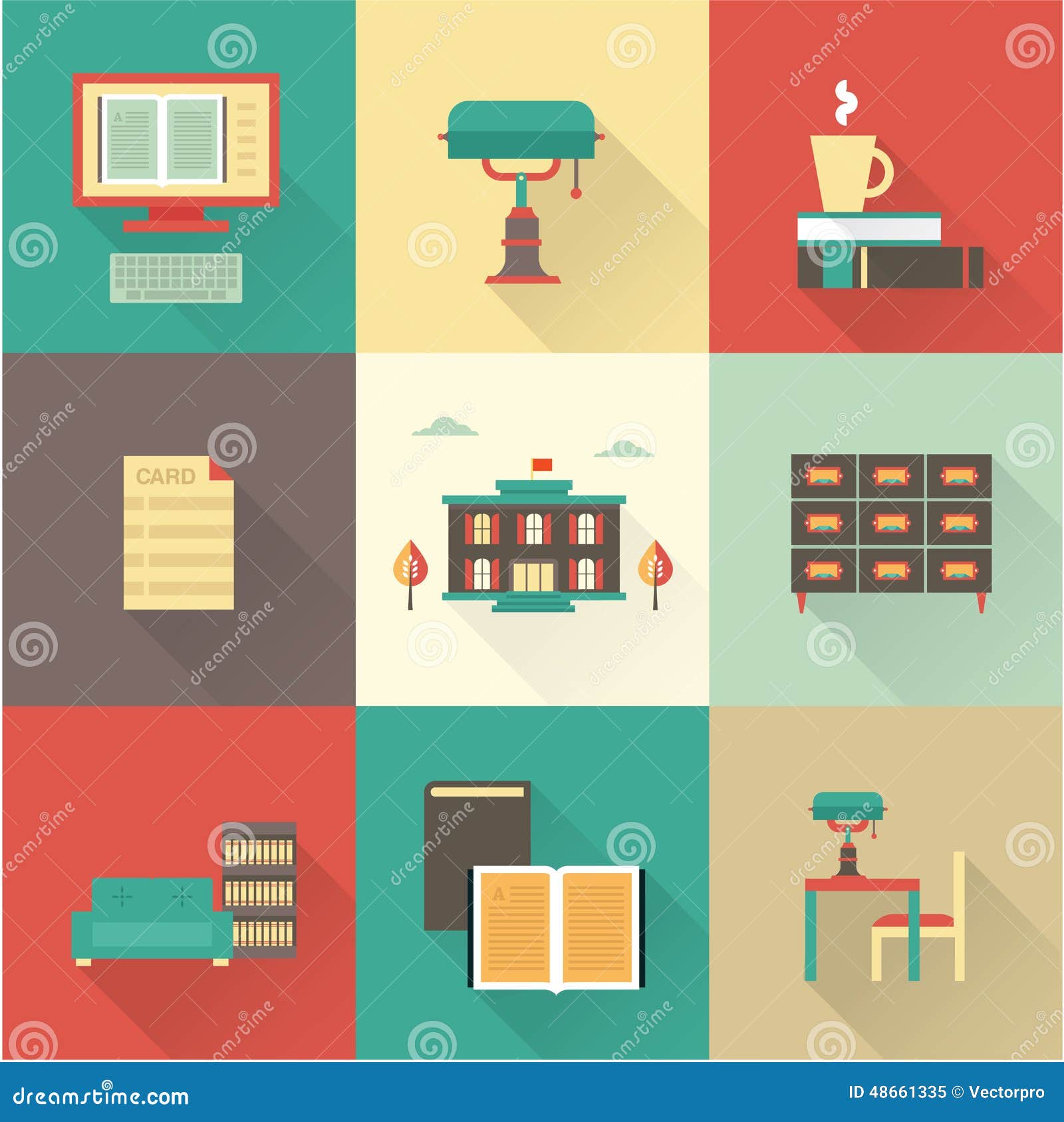 Download Vector flat library icons stock vector. Image of home ...