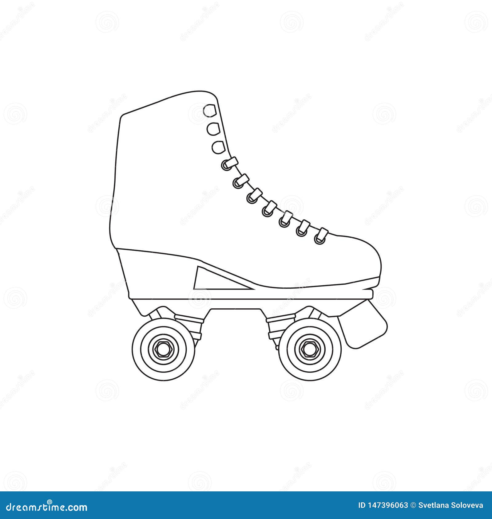 Vector Flat Line Contour Drawn Roller Skate on White Background Stock Vector Illustration of