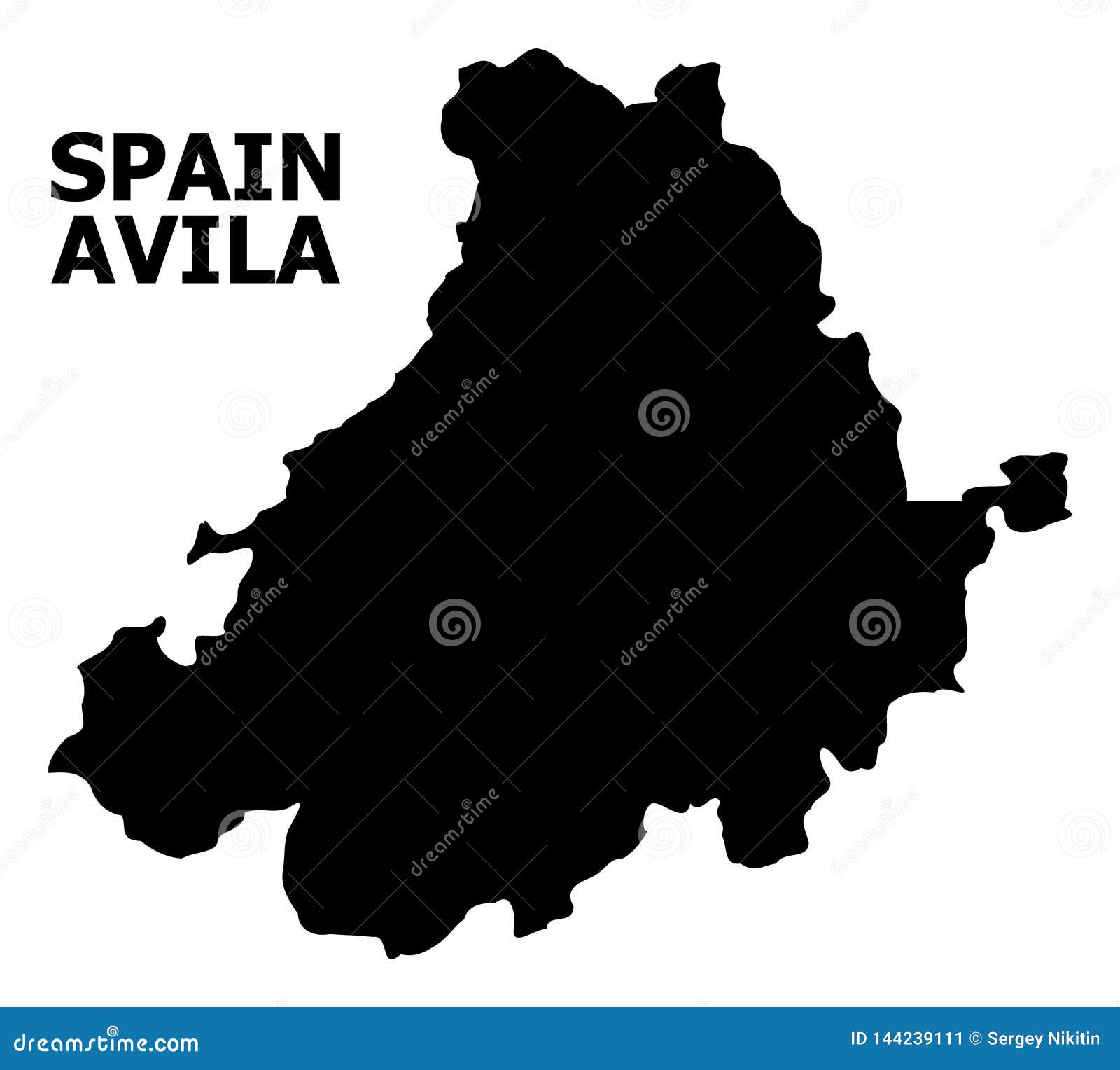 Vector Flat Map of Avila Province with Name Stock Vector Illustration