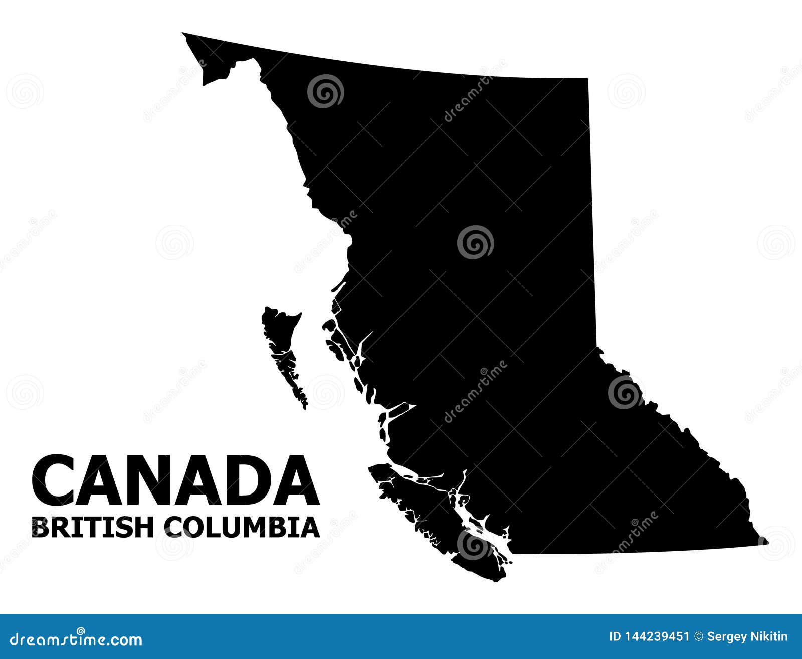 Vector Flat Map of British Columbia Province with Name Stock Vector