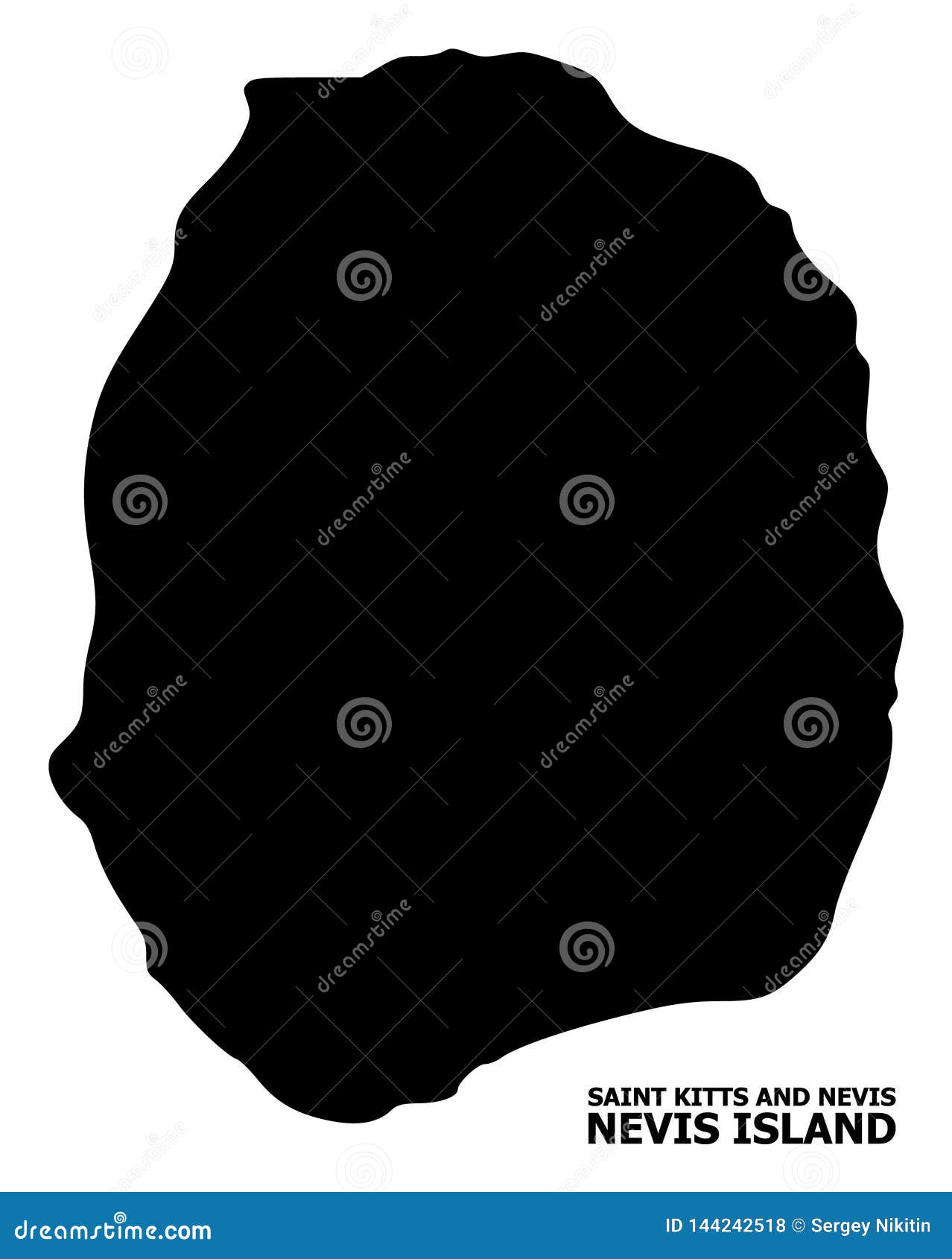 Vector Flat Map Nevis Island Caption Title Isolated White Background Simple Geographic 144242518 