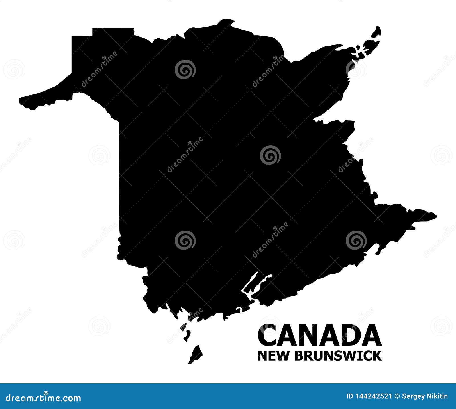 Vector Flat Map of New Brunswick Province with Name Stock Vector