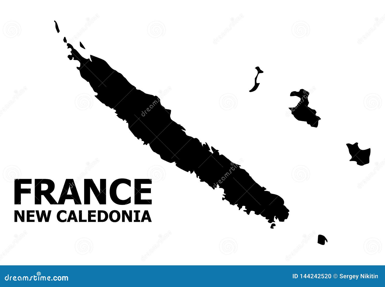 Vector Flat Map of New Caledonia with Name Stock Vector Illustration