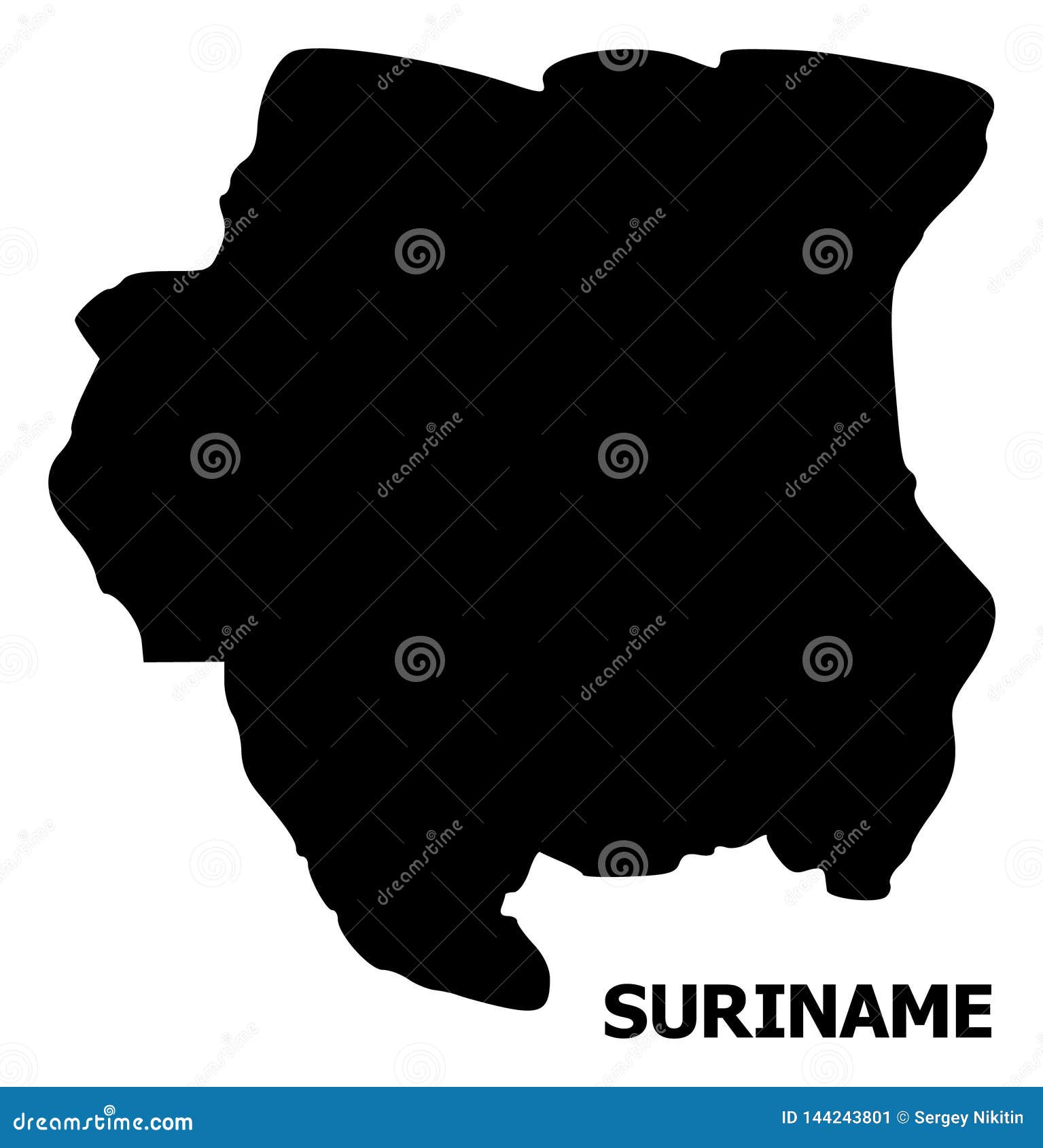 Vector Flat Map of Suriname with Name Stock Vector Illustration of
