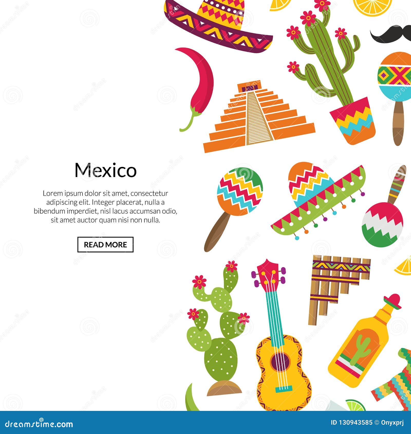 Vector Flat Mexico Attributes Background With Place For ...