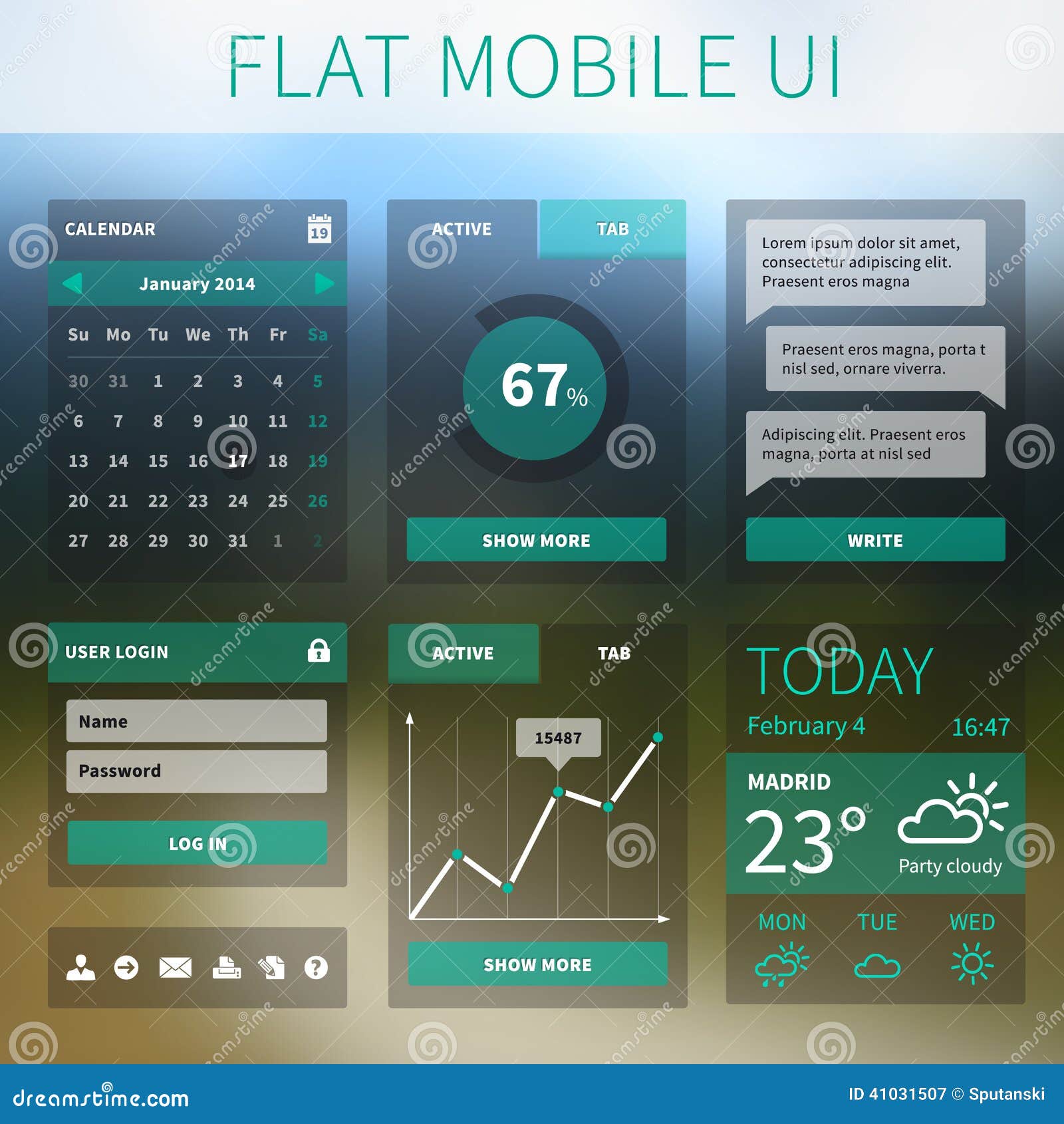  flat mobile web ui interface