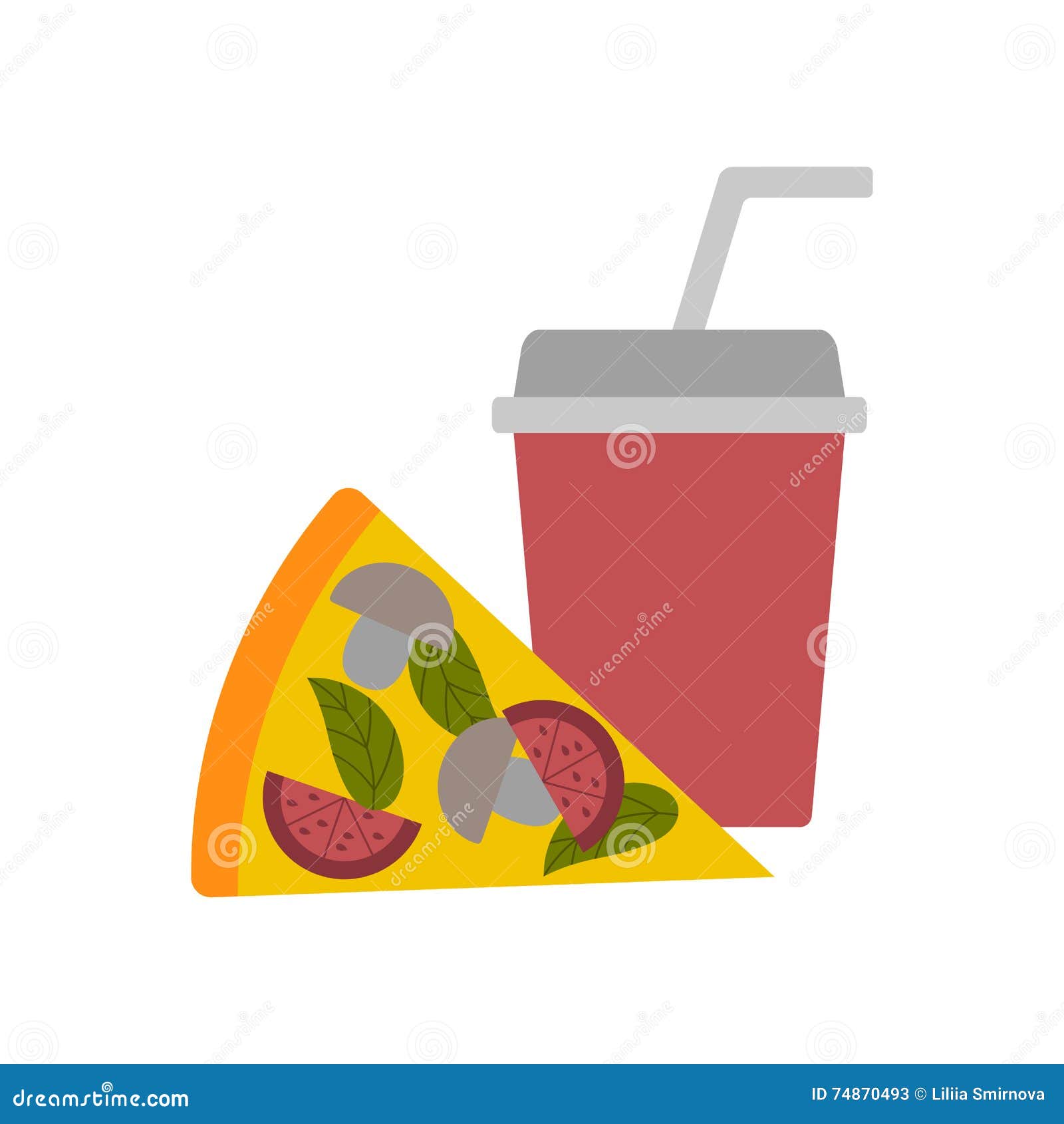 Vector flat pizza and soda stock vector. Illustration of hamburger ...