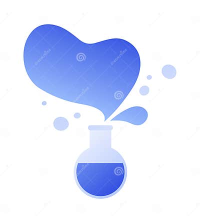 Vector Flat Science Icon Illustration. Blue Gradient Flask with Liquid ...