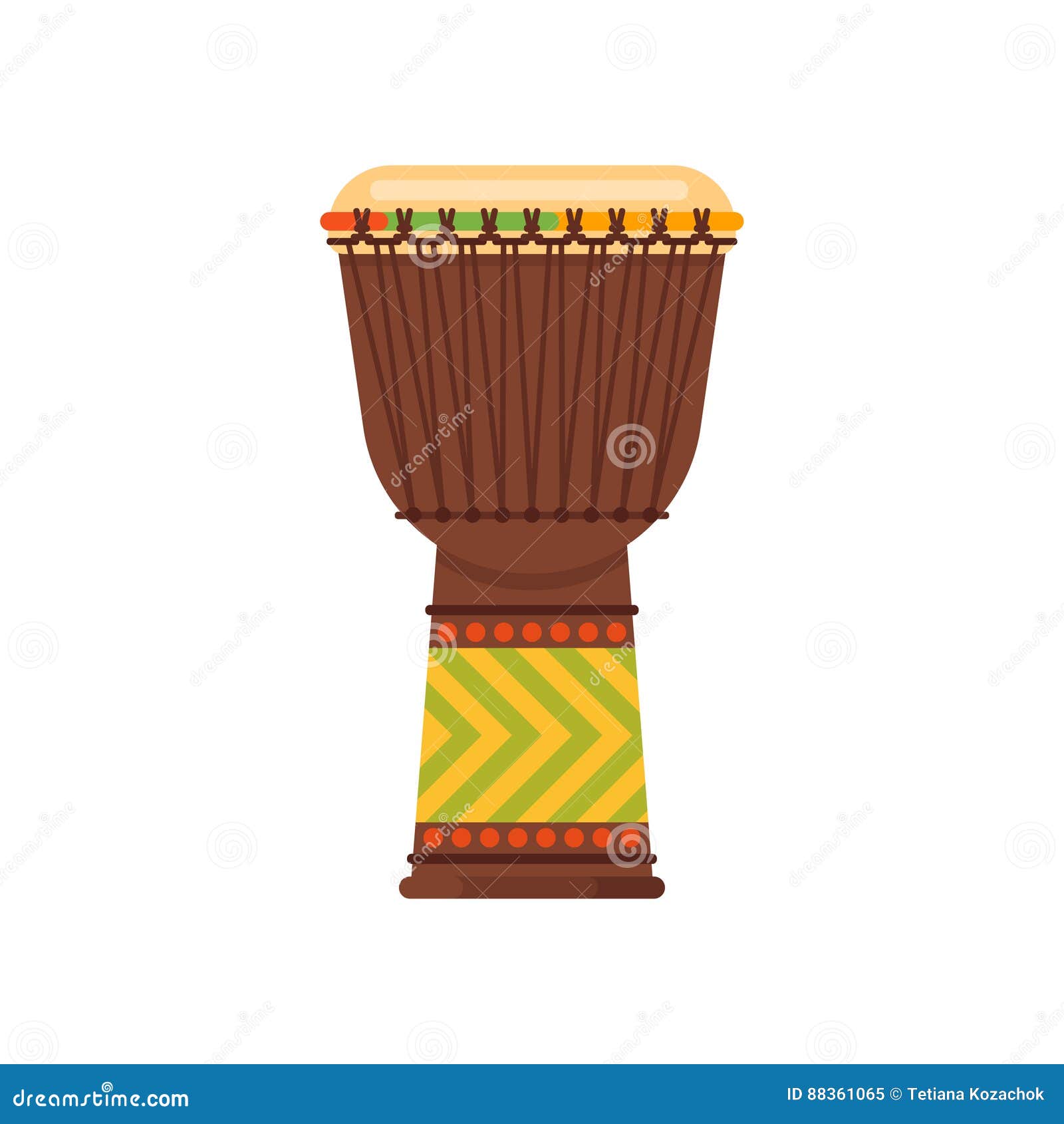  flat style african drum musical instrument djembe.