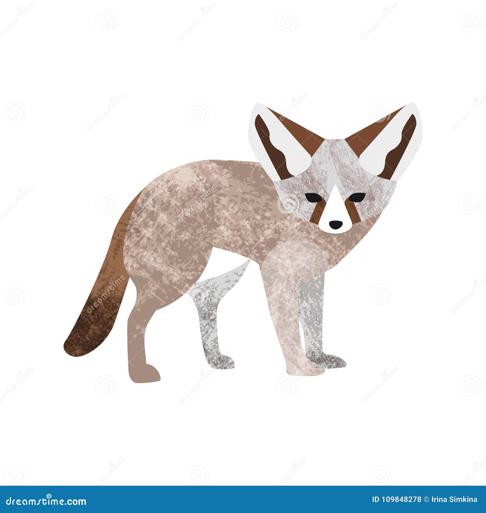  flat style  of desert fennec fox.  on white background.