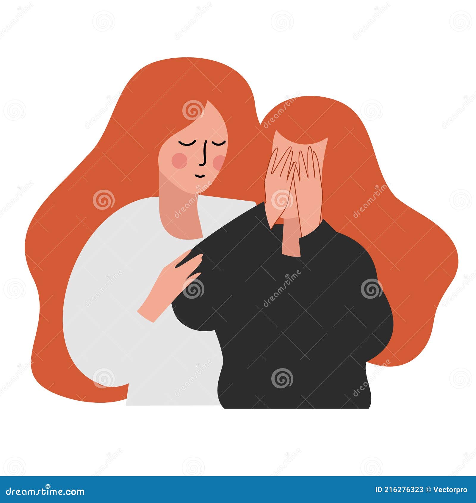 Vector Flat Style Modern Illustration Support Woman Crying Stock Vector ...