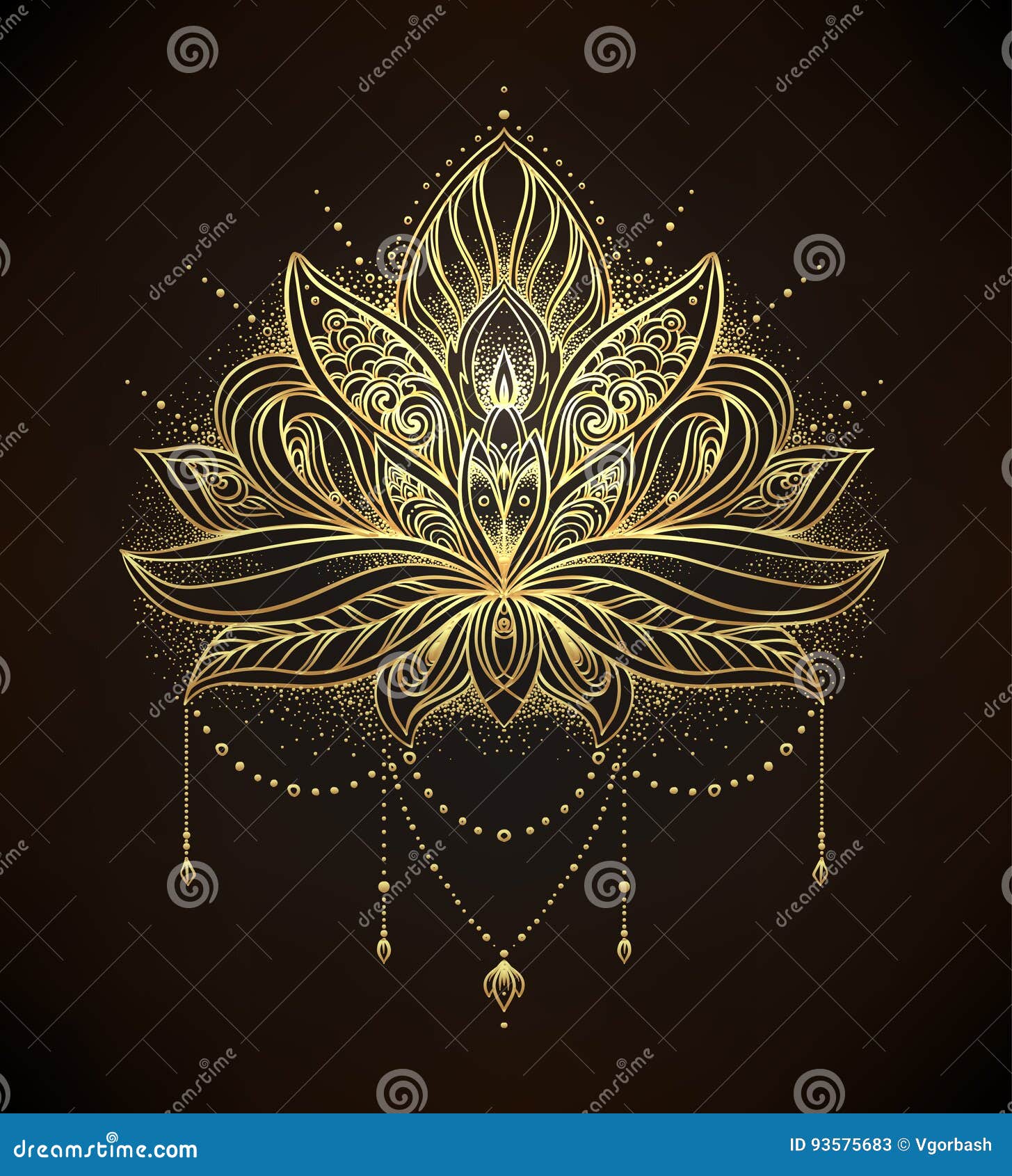 Vector a Flor De Lotus Decorativa, Arte étnica, Pai Indiano Modelado  Ilustração do Vetor - Ilustração de mandala, naturalness: 93575683
