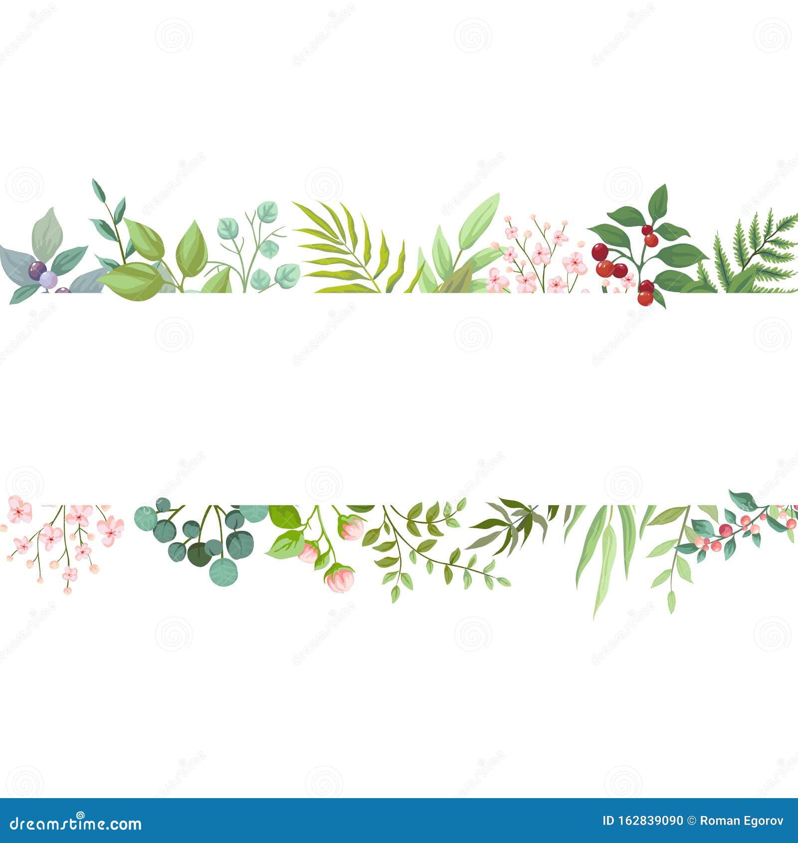 Vector Floral Greenery Card Design. Wedding Invite Poster with Rustic ...