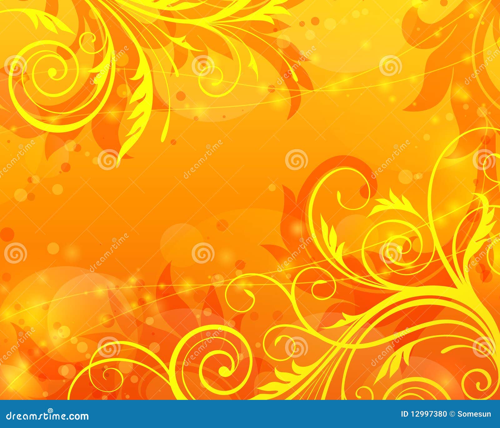 Vector Floral Orange Background Stock Vector - Illustration of fantasy,  leaf: 12997380