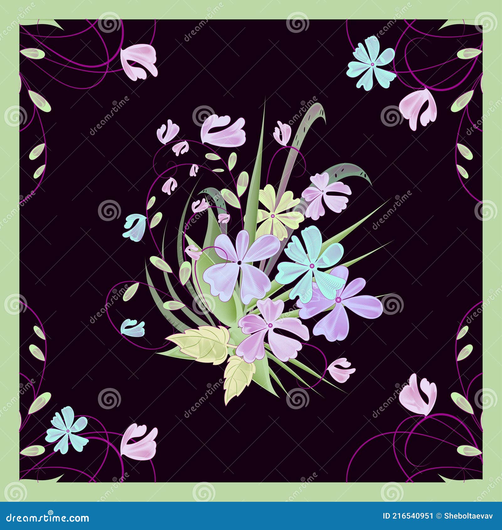 Vector Floral Print En Colores Pastel. Ramo De Flores Decorativas Sobre Un Fondo Negro Para El Diseño De Bufandas Manteles Ilustración del Vector - Ilustración de resorte, flores: 216540951 Vector Floral Print En Colores Pastel. Ramo De Flores Decorativas Sobre Un Fondo Negro Para El Diseño De Bufandas Manteles Ilustración del Vector - Ilustración de resorte, flores: 216540951