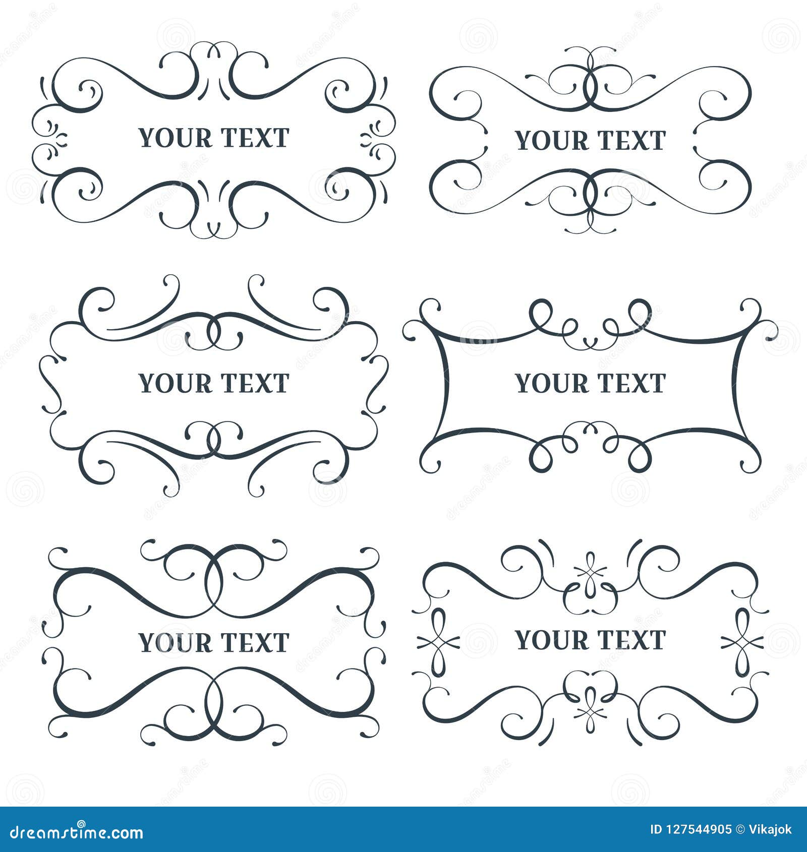 Download Vector Flourish Frames Set Scroll Border Collection Place For Text And Sign Curl Decoration Elements Vintage Divider Decor Stock Vector Illustration Of Collection Elements 127544905