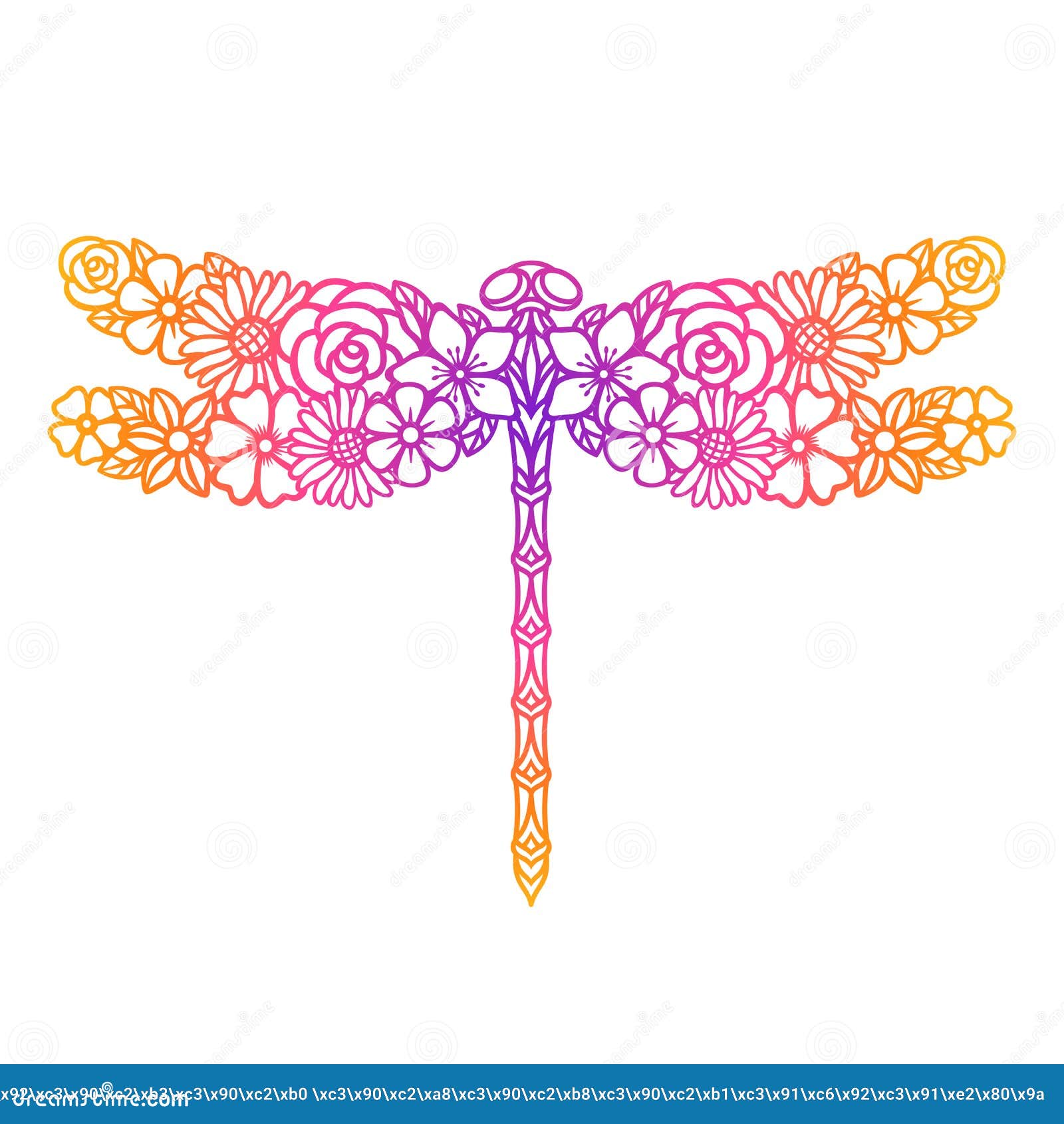 Vector Flower Dragonfly. Decorative Insect Silhouette Stock Vector -  Illustration Of Laser, Print: 218693055