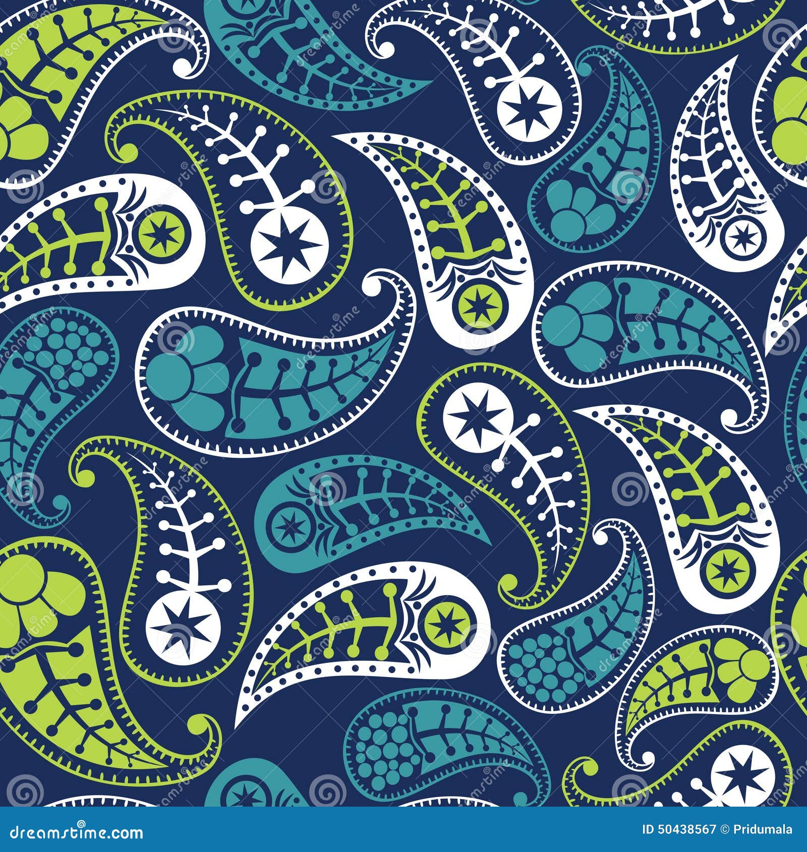 Vector Flower Paisley Seamless Pattern Element Stock Vector