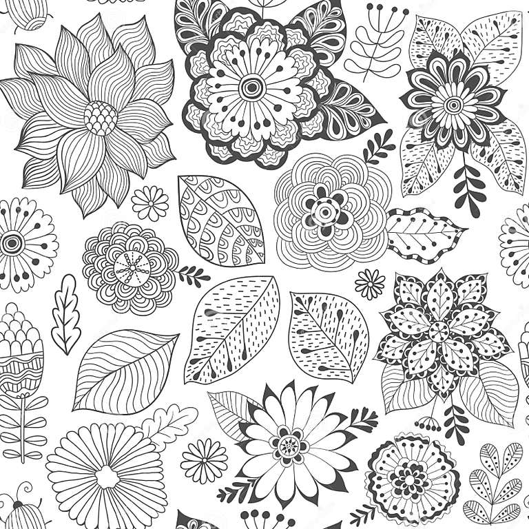 Vector Flower Pattern. Colorful Seamless Botanic Texture, Detailed ...